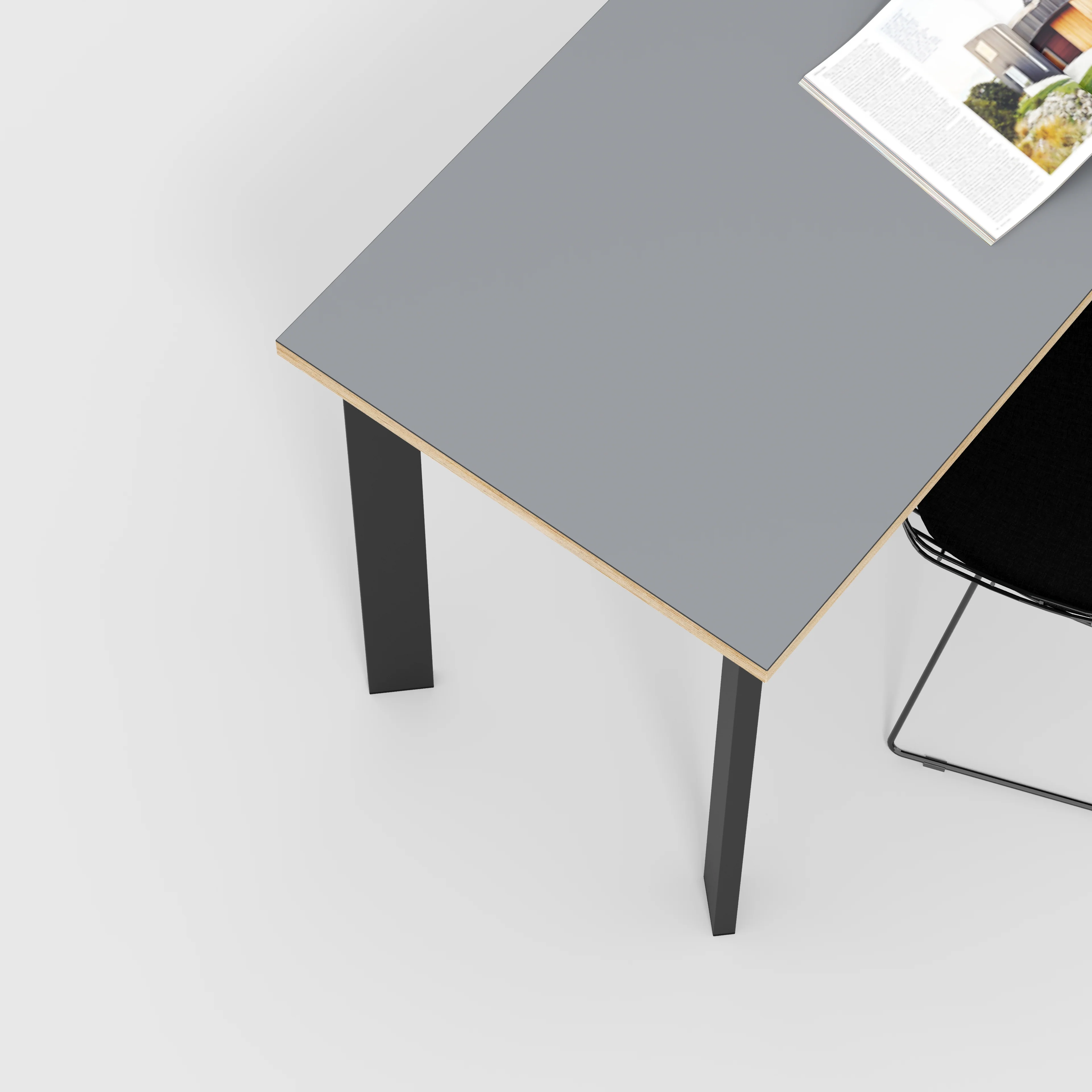 Plywood Desk with Black Rectangular Single Pin Legs - Formica Tornado Grey - 1600(w) x 800(d) x 735(h) - Image 3