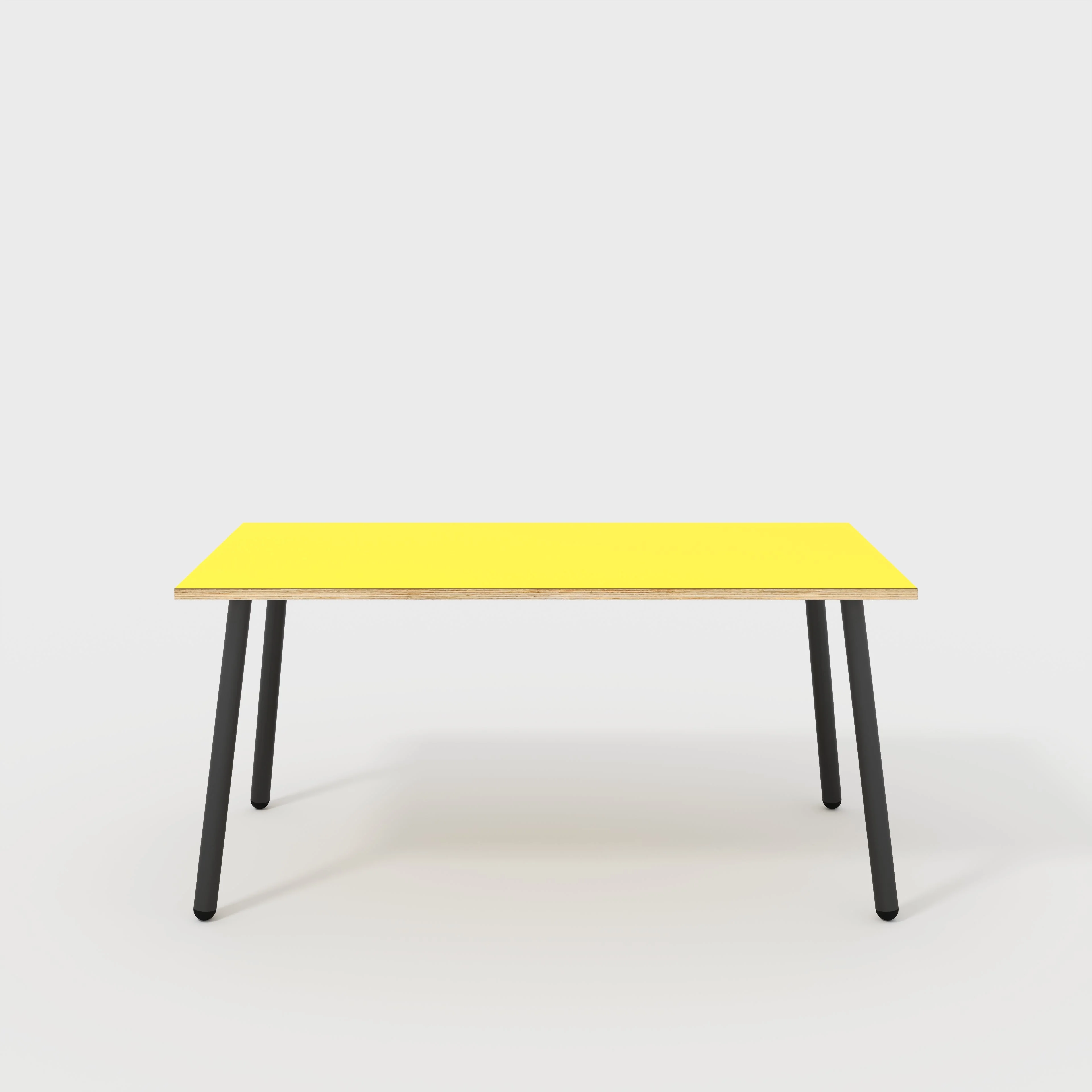 Plywood Desk with Black Round Single Pin Legs - Formica Chrome Yellow - 1600(w) x 800(d) x 735(h)