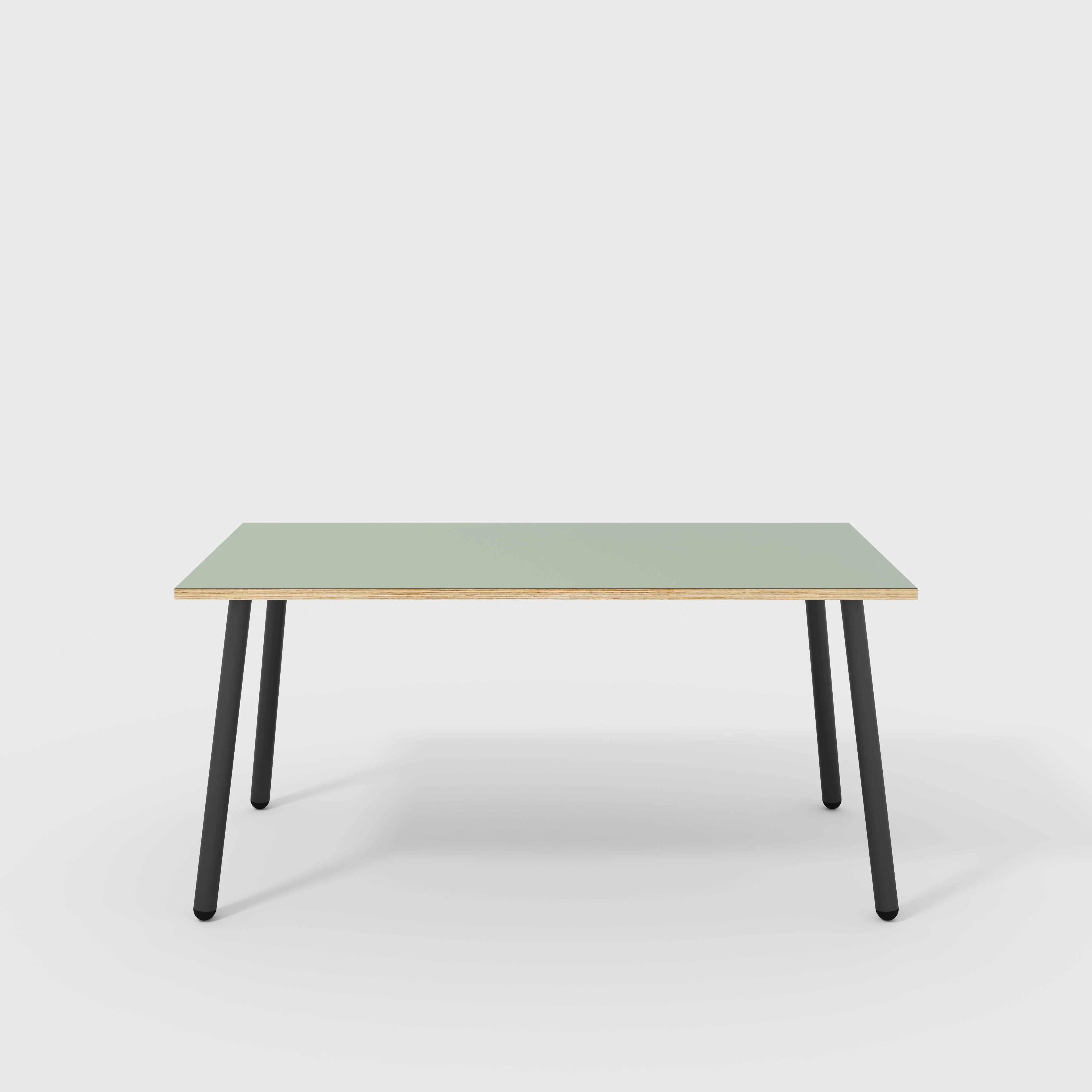 Plywood Desk with Black Round Single Pin Legs - Formica Green Slate - 1600(w) x 800(d) x 735(h)