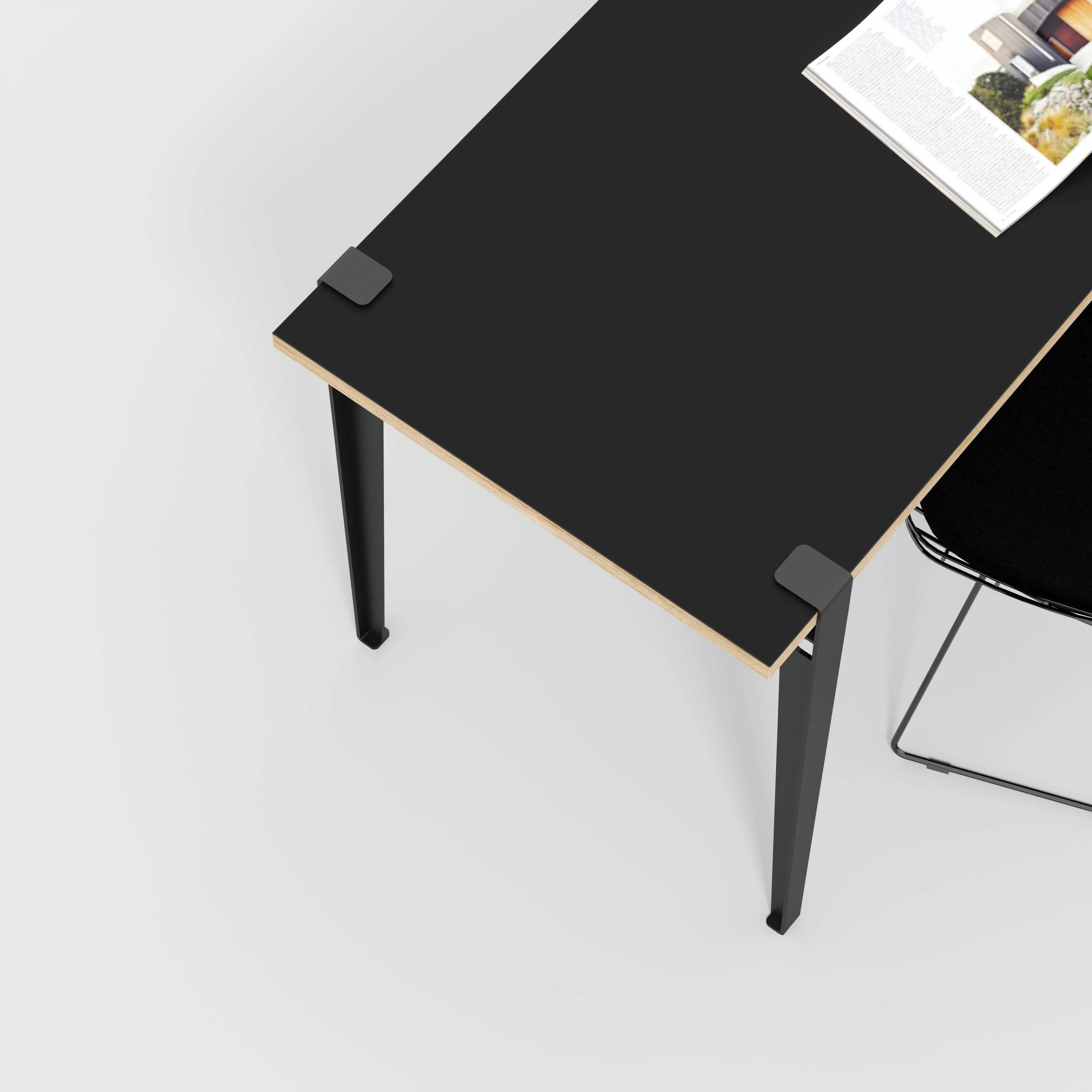 Plywood Desk with Black Tiptoe Legs - Formica Diamond Black - 1200(w) x 600(d) x 750(h) - Image 3