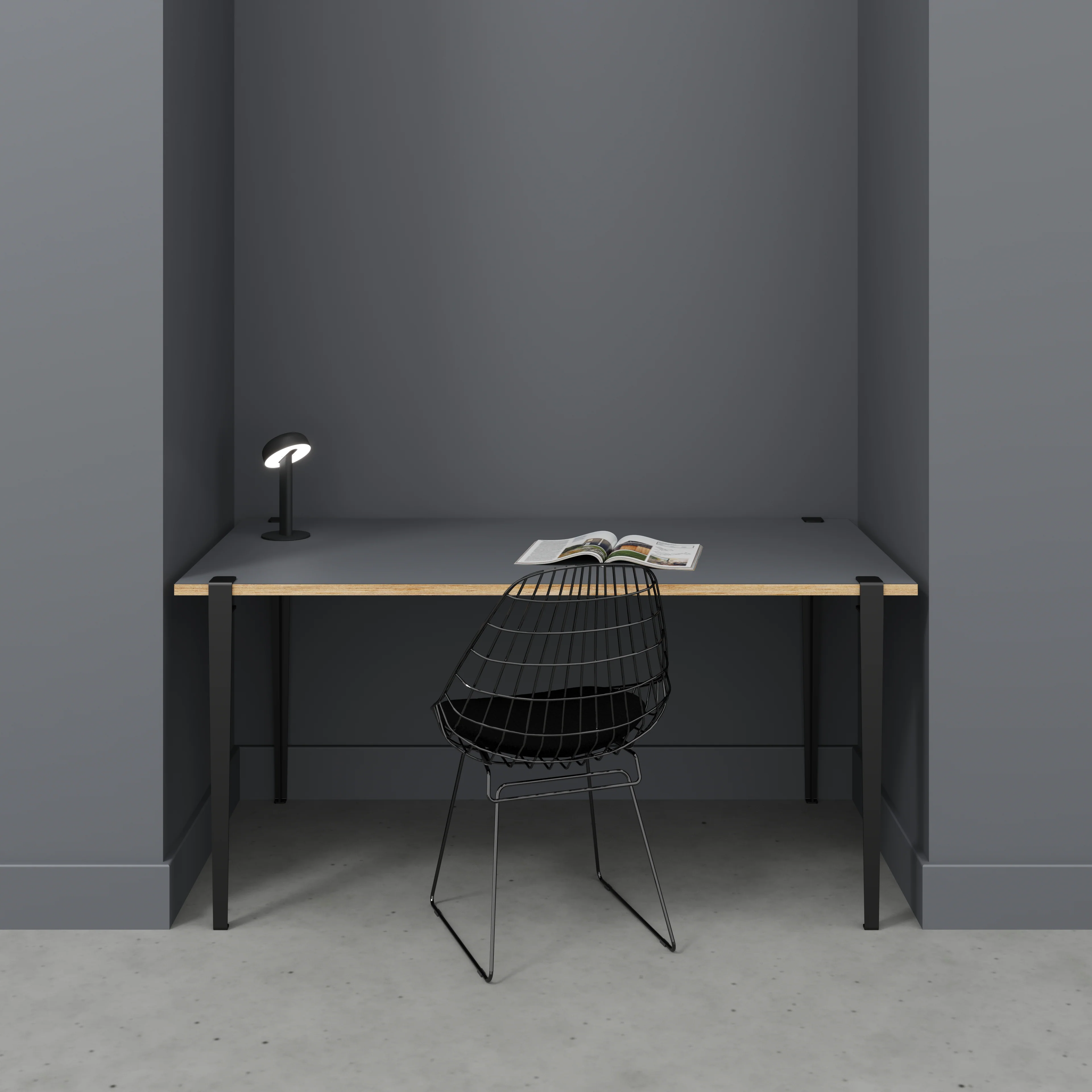 Plywood Desk with Black Tiptoe Legs - Formica Tornado Grey - 1600(w) x 800(d) x 750(h) - Image 2