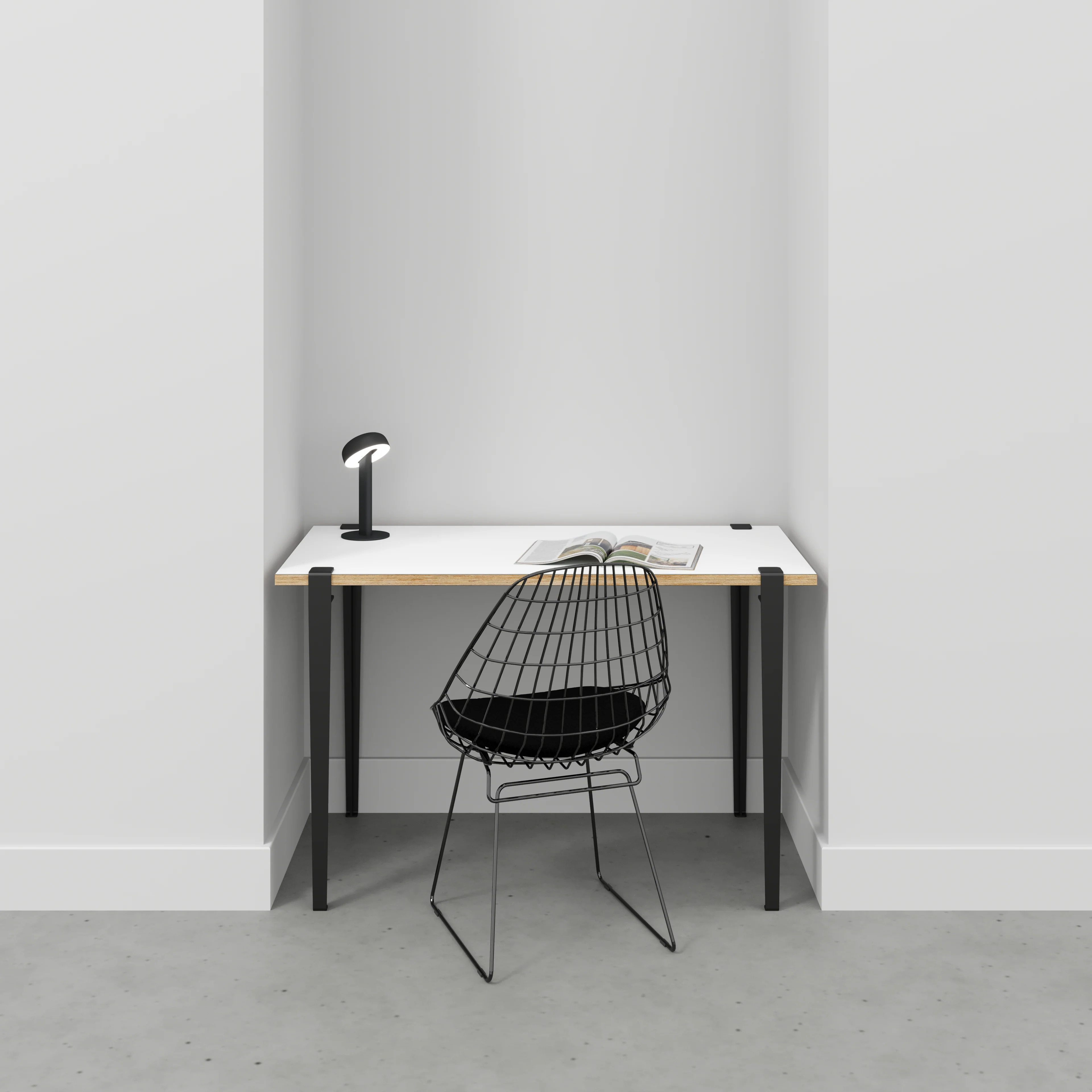 Plywood Desk with Black Tiptoe Legs - Formica White - 1200(w) x 600(d) x 750(h) - Image 2