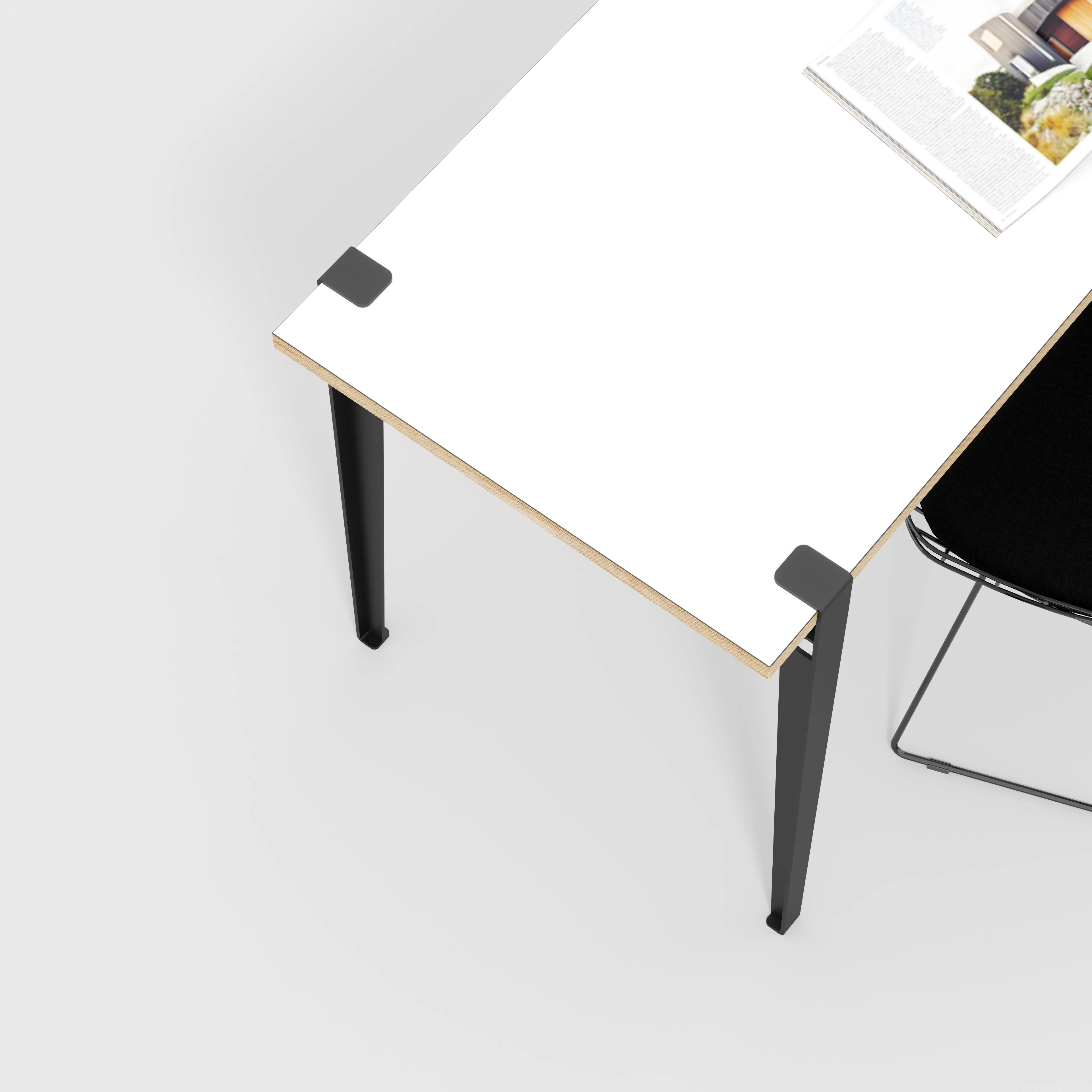 Plywood Desk with Black Tiptoe Legs - Formica White - 1200(w) x 600(d) x 750(h) - Image 3