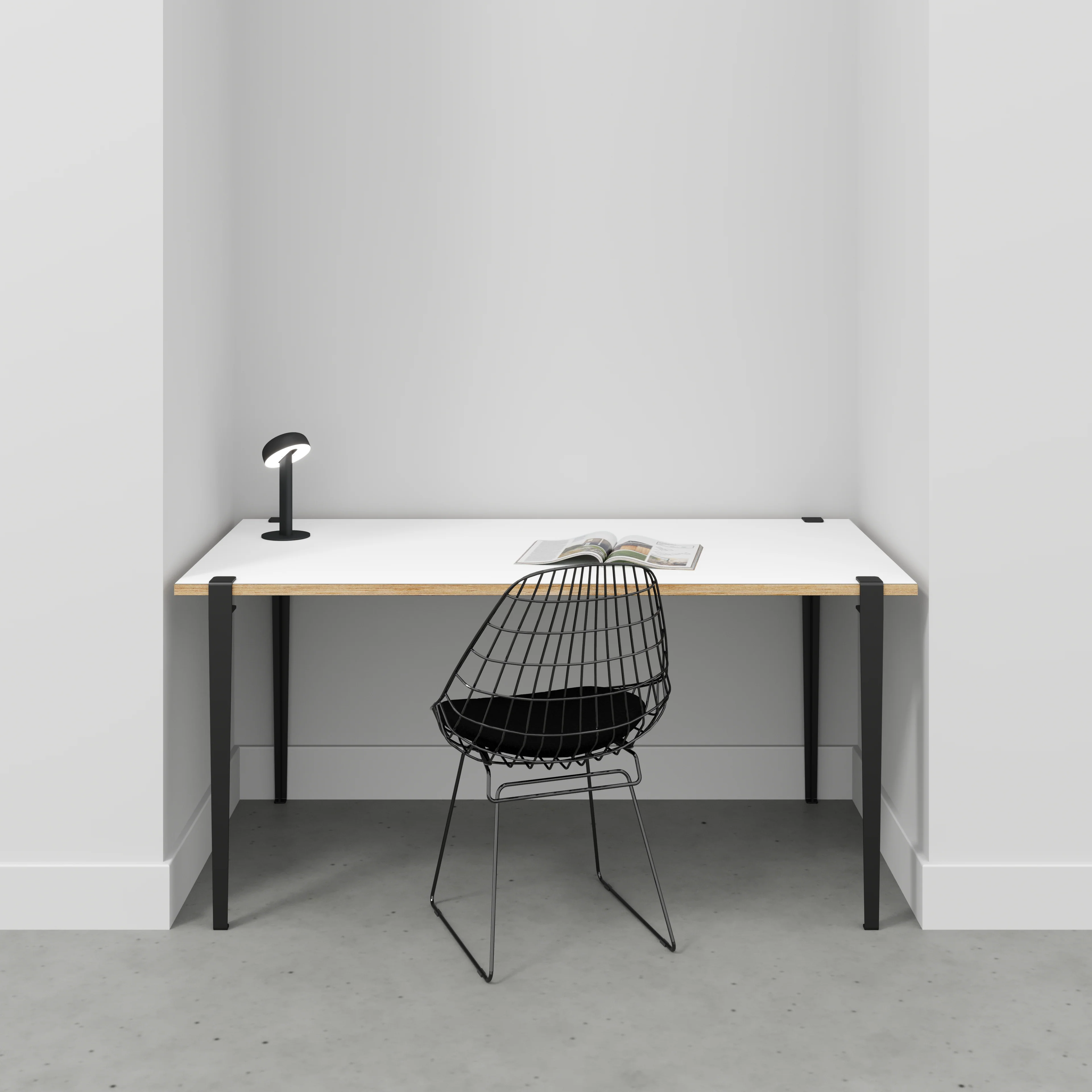 Plywood Desk with Black Tiptoe Legs - Formica White - 1600(w) x 800(d) x 750(h) - Image 2