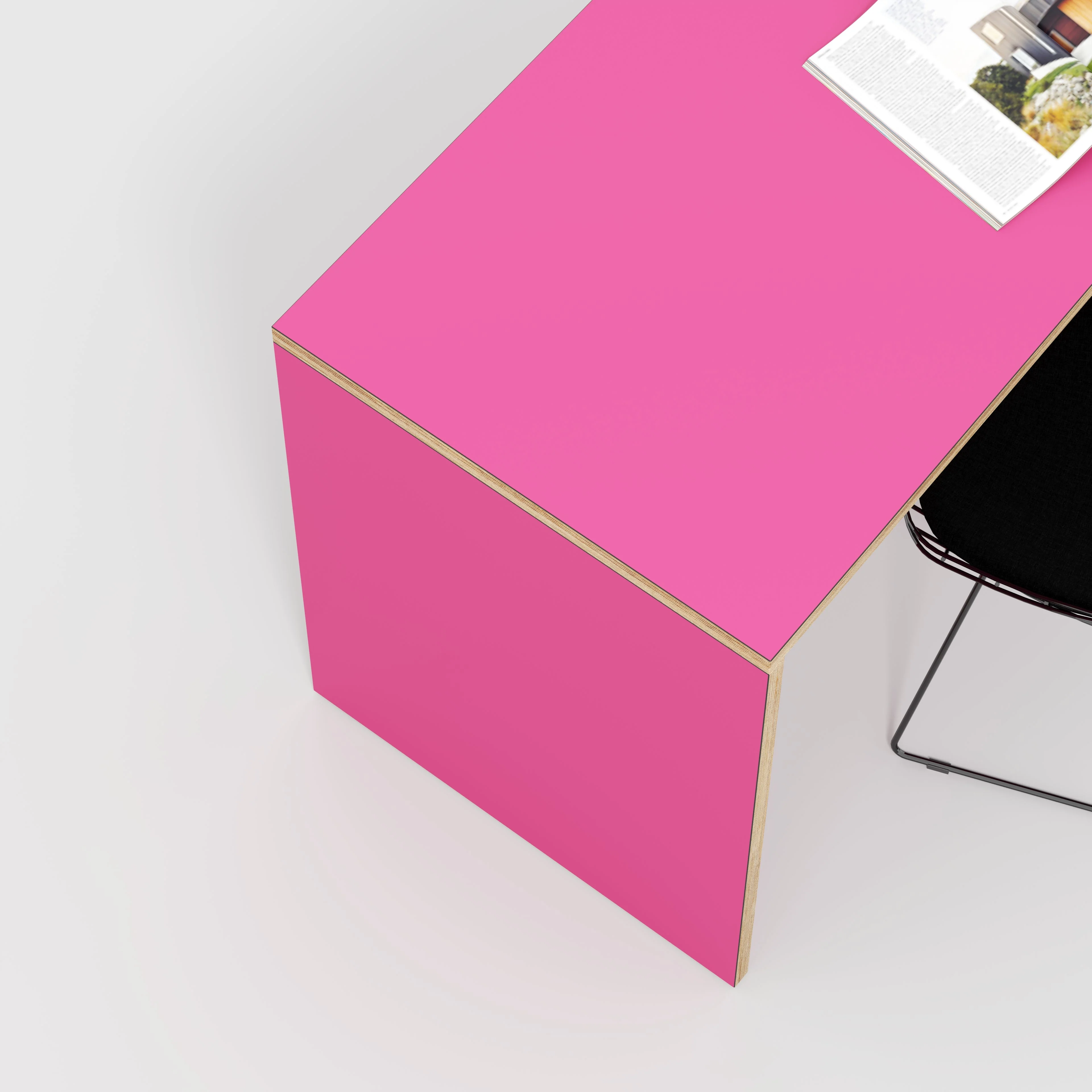 Plywood Desk with Solid Sides - Formica Juicy Pink - 1200(w) x 600(d) x 750(h) - Image 3