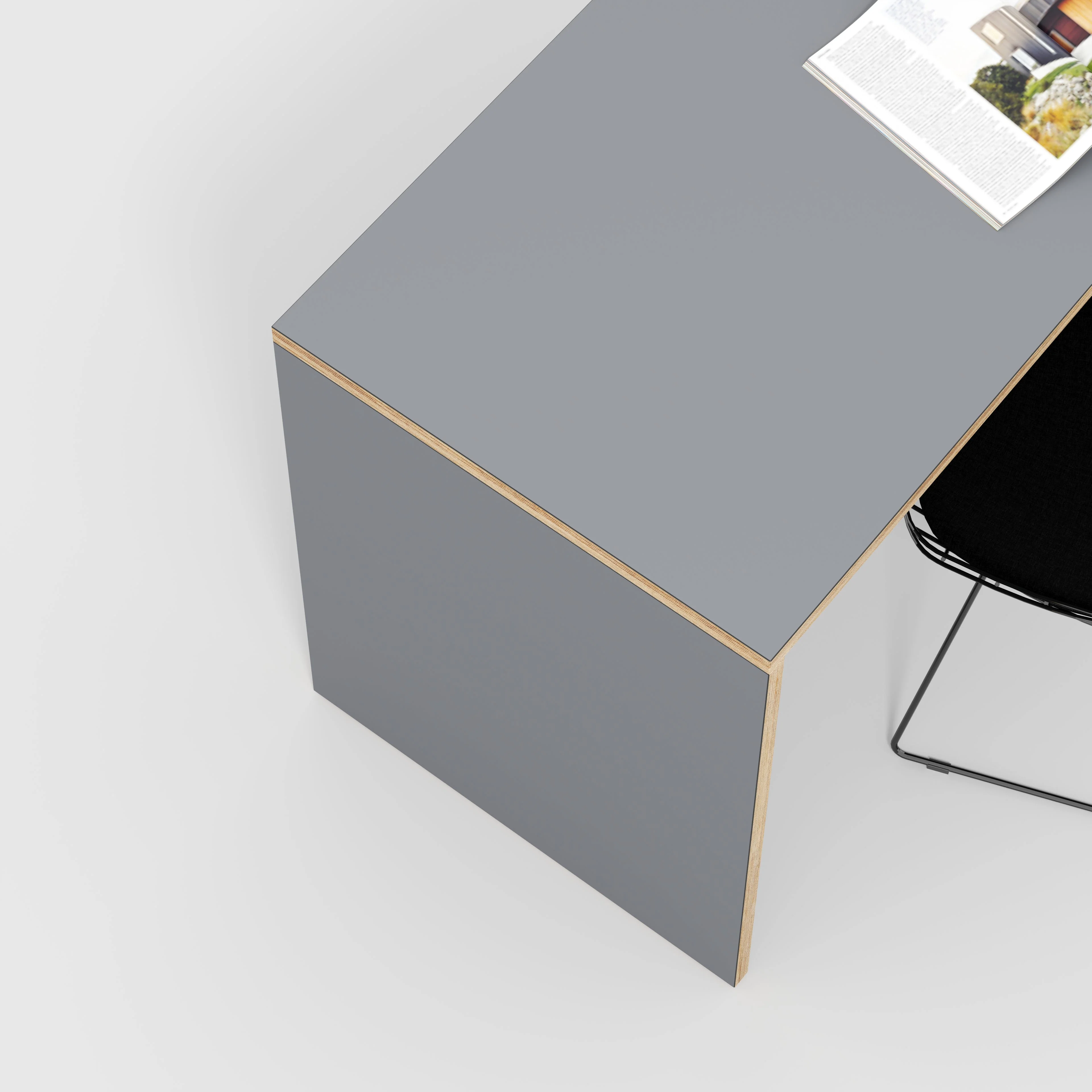 Plywood Desk with Solid Sides - Formica Tornado Grey - 1200(w) x 600(d) x 750(h) - Image 3