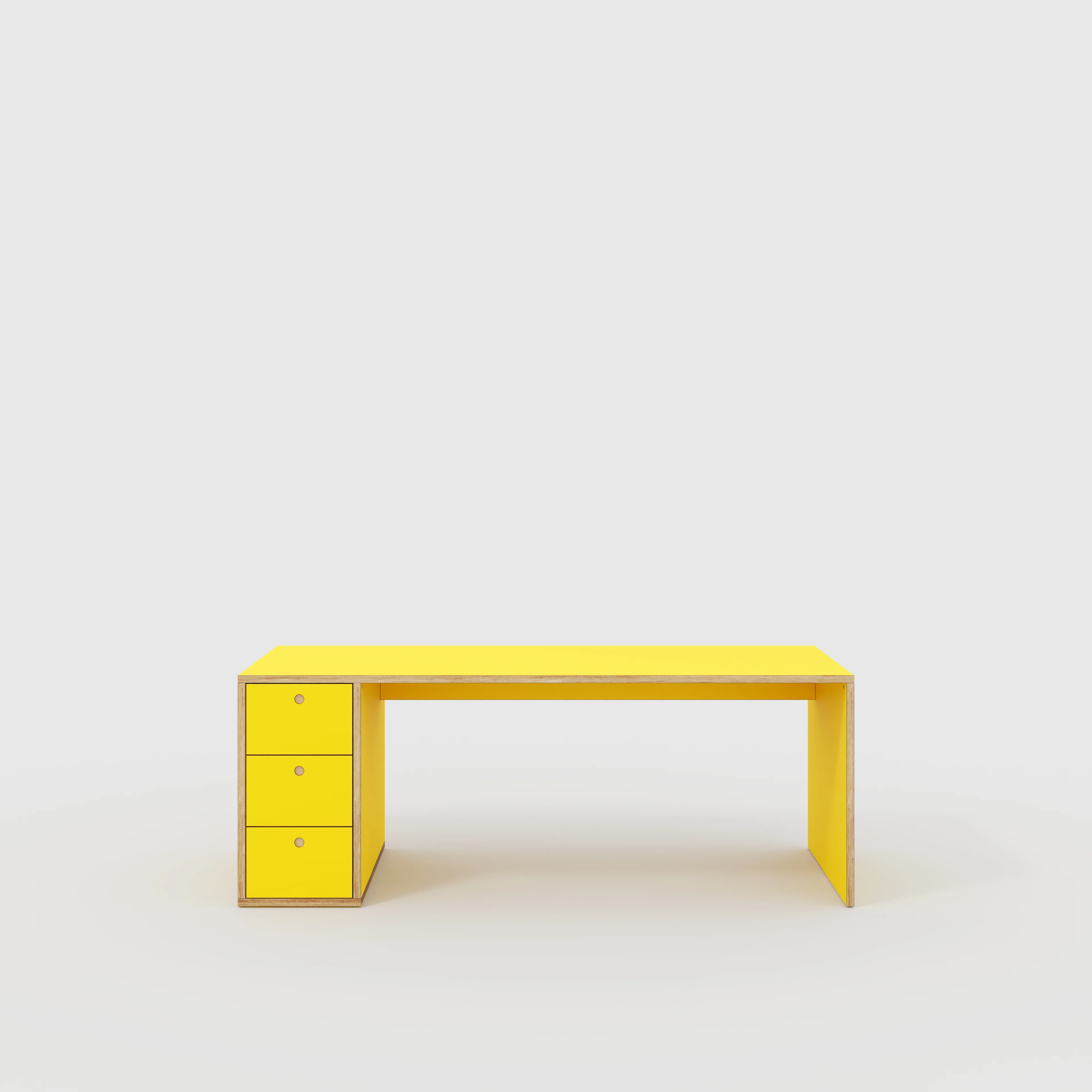Plywood Desk with Storage Type 1 LH - Drawers - Formica Chrome Yellow - 2000(w) x 800(d) x 750(h)