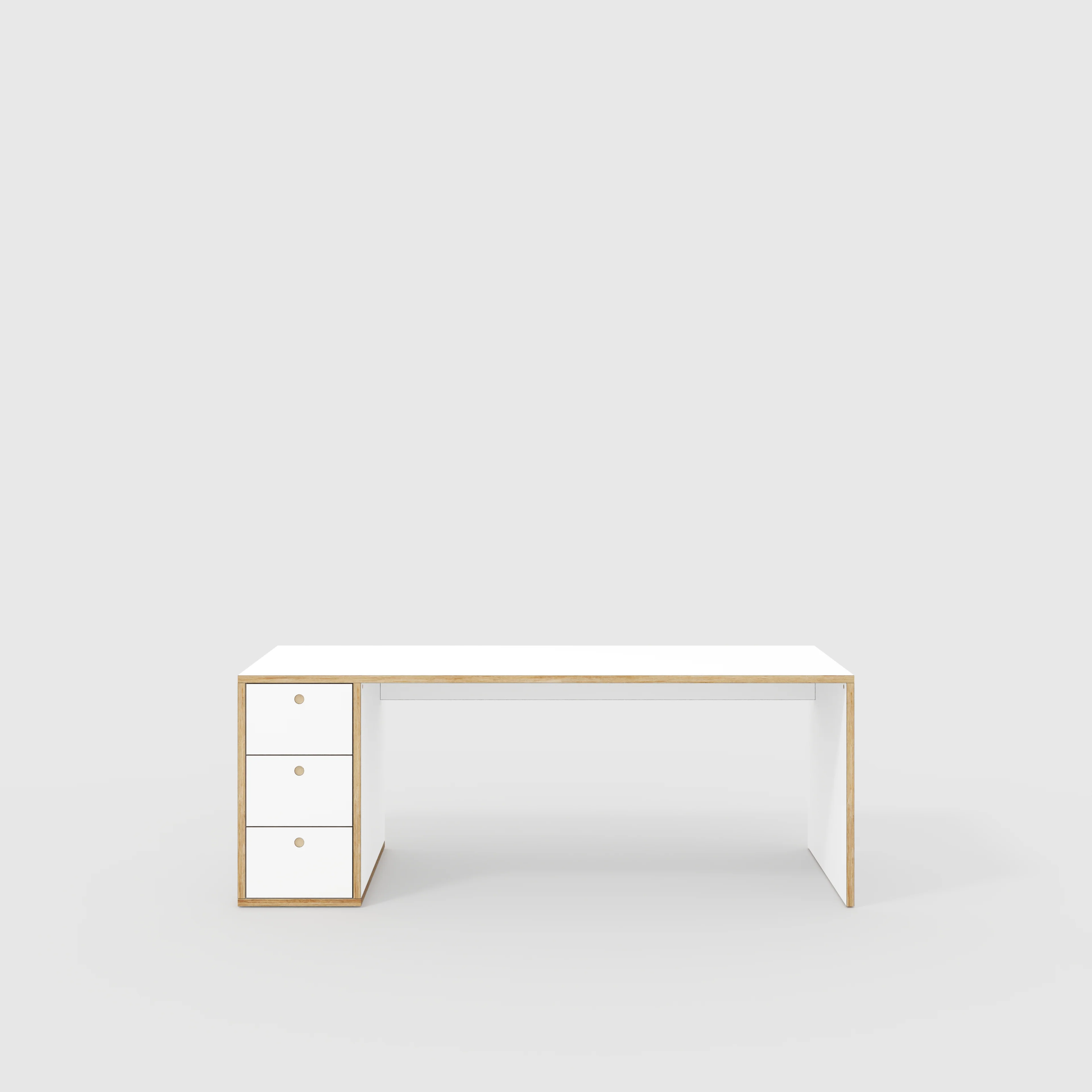 Plywood Desk with Storage Type 1 LH - Drawers - Formica White - 2000(w) x 800(d) x 750(h)