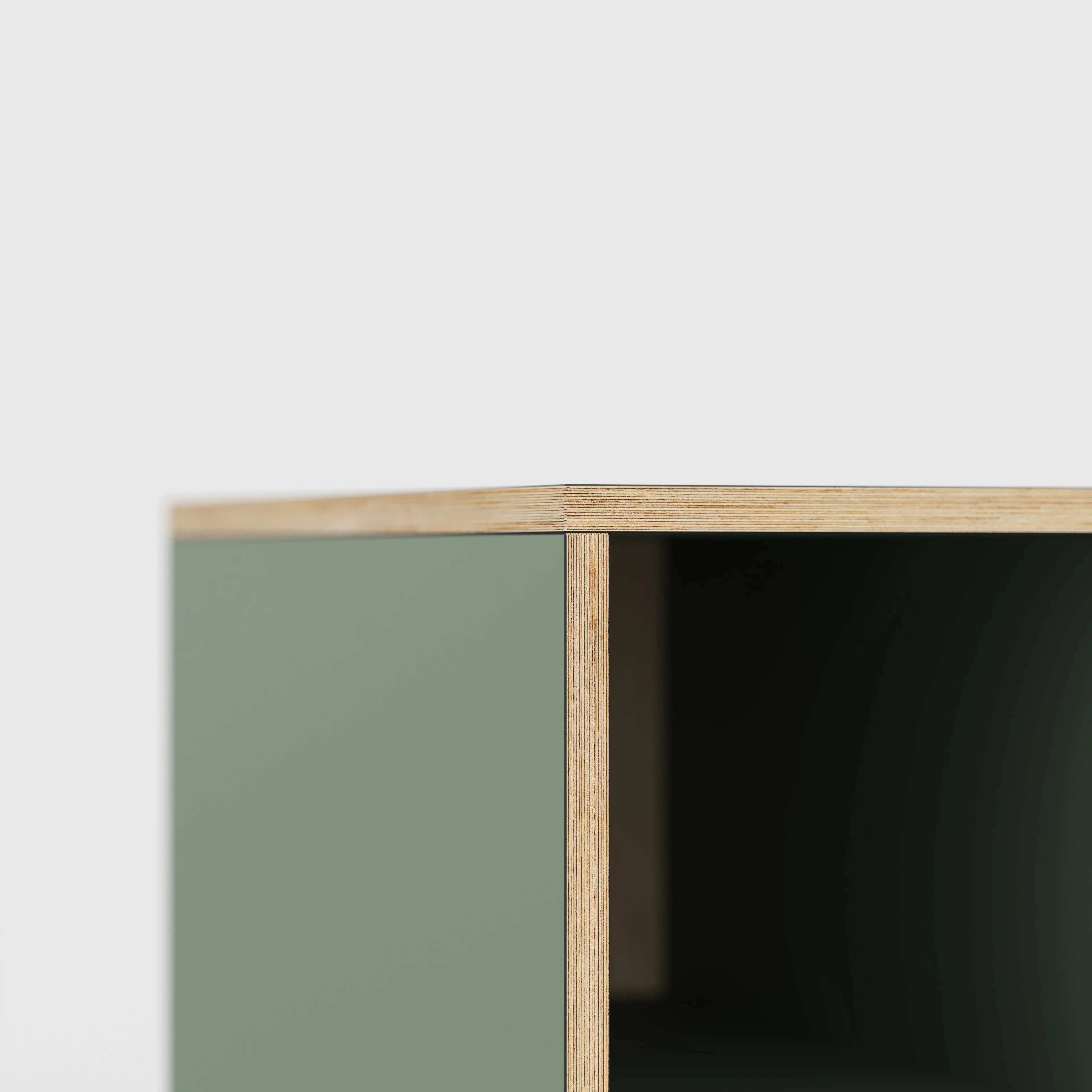 Plywood Desk with Storage Type 1 LH - Open Shelves - Formica Green Slate - 2000(w) x 800(d) x 750(h) - Image 4