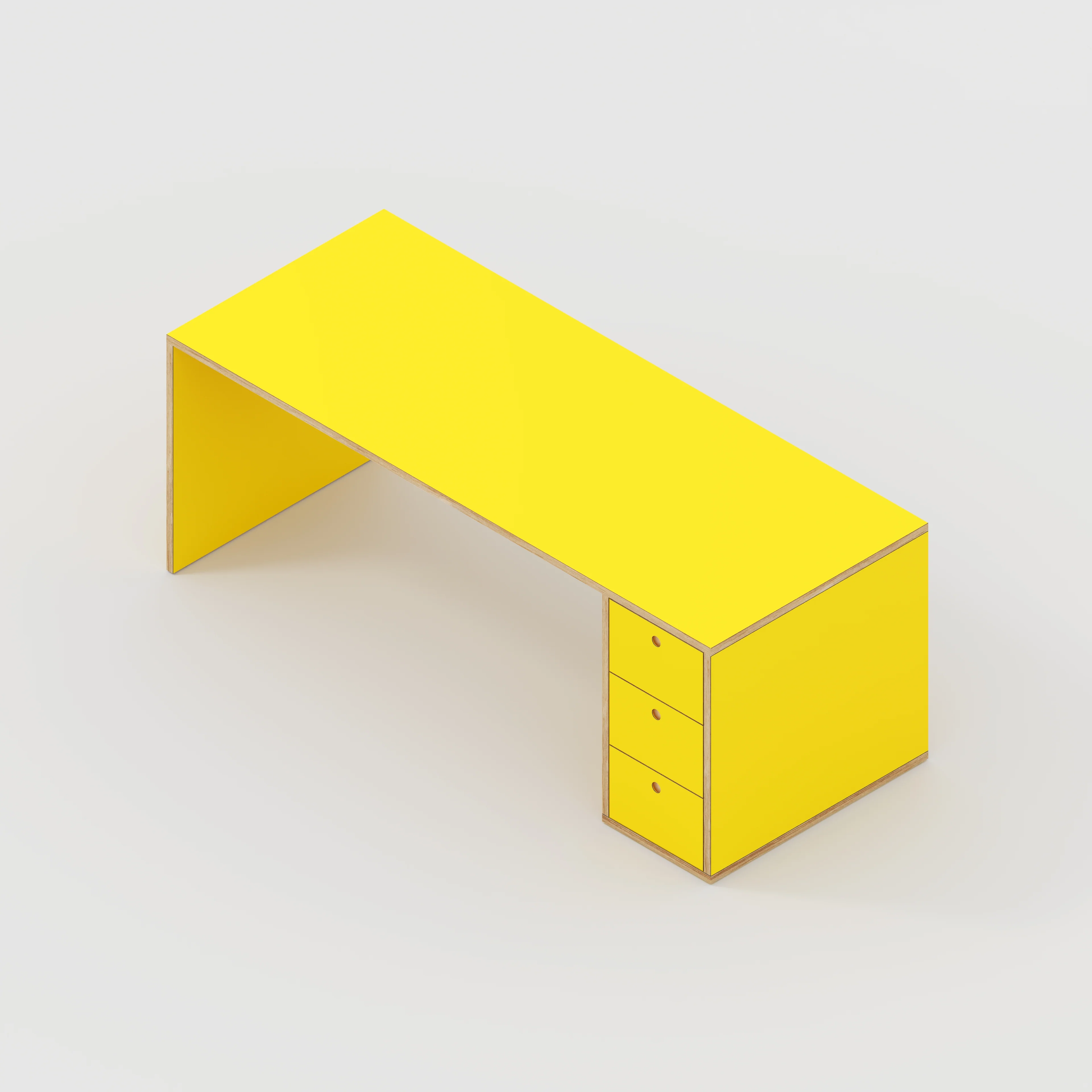 Plywood Desk with Storage Type 1 RH - Drawers - Formica Chrome Yellow - 2000(w) x 800(d) x 750(h) - Image 5
