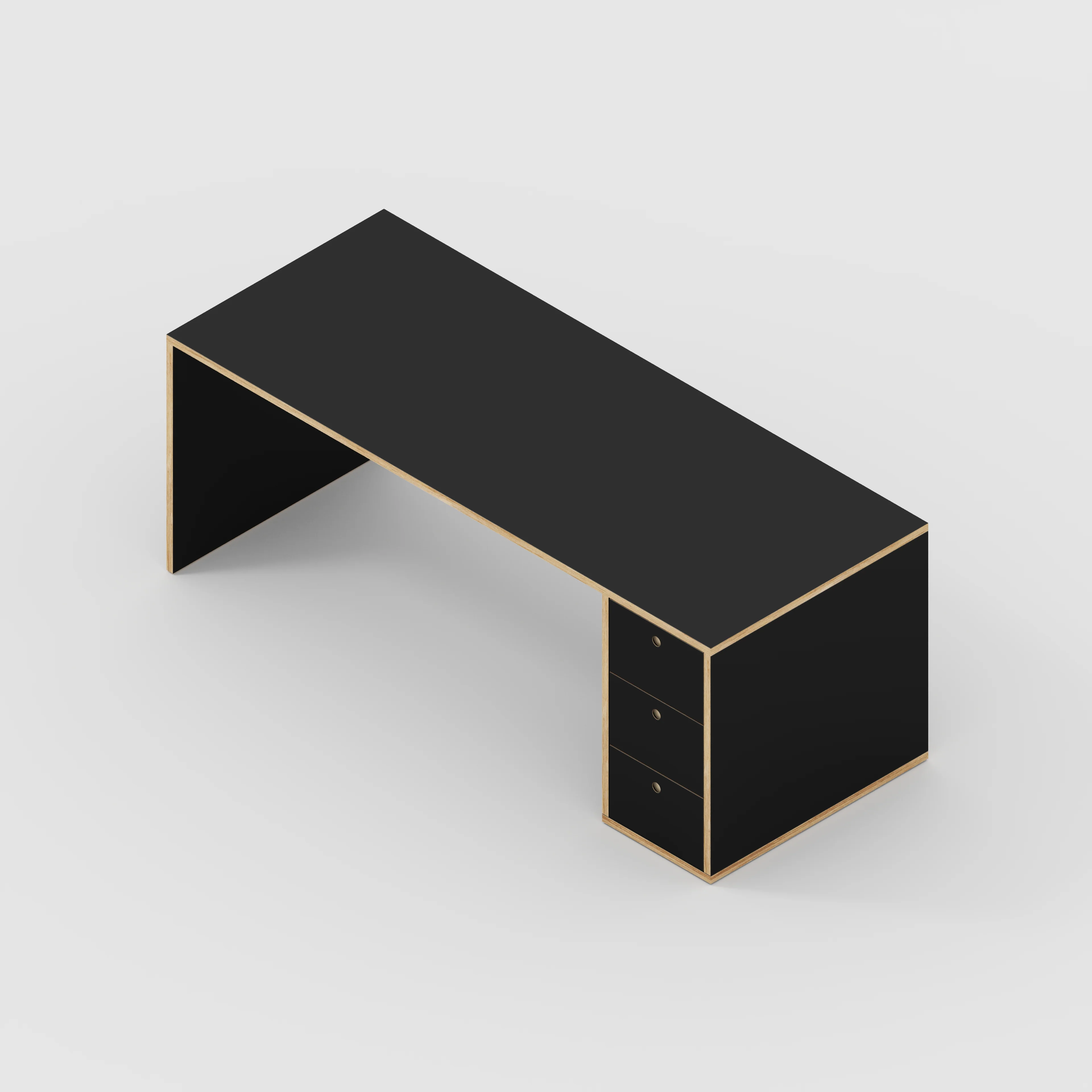 Plywood Desk with Storage Type 1 RH - Drawers - Formica Diamond Black - 2000(w) x 800(d) x 750(h) - Image 5