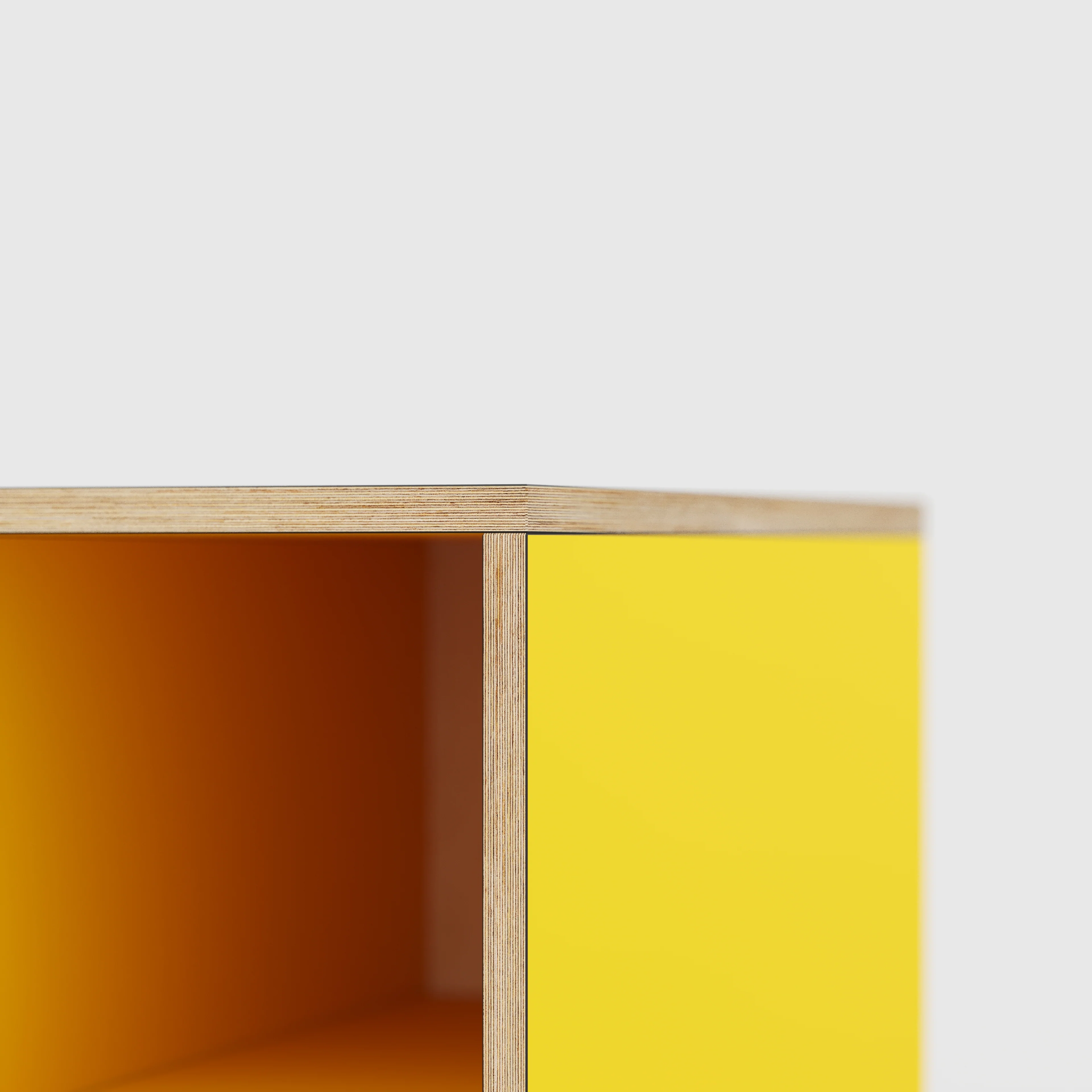 Plywood Desk with Storage Type 1 RH - Open Shelves - Formica Chrome Yellow - 2000(w) x 800(d) x 750(h) - Image 4