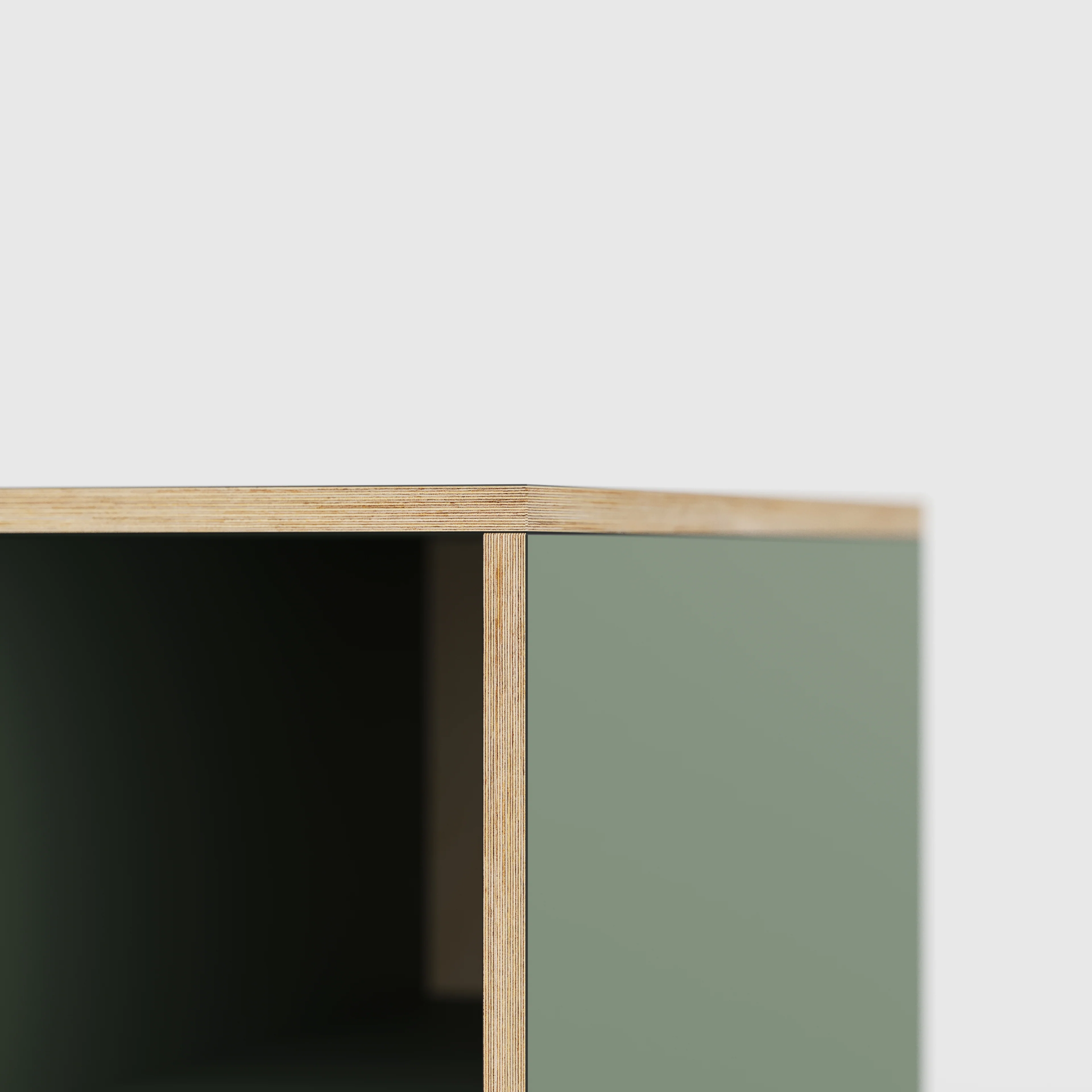 Plywood Desk with Storage Type 1 RH - Open Shelves - Formica Green Slate - 1600(w) x 800(d) x 750(h) - Image 4