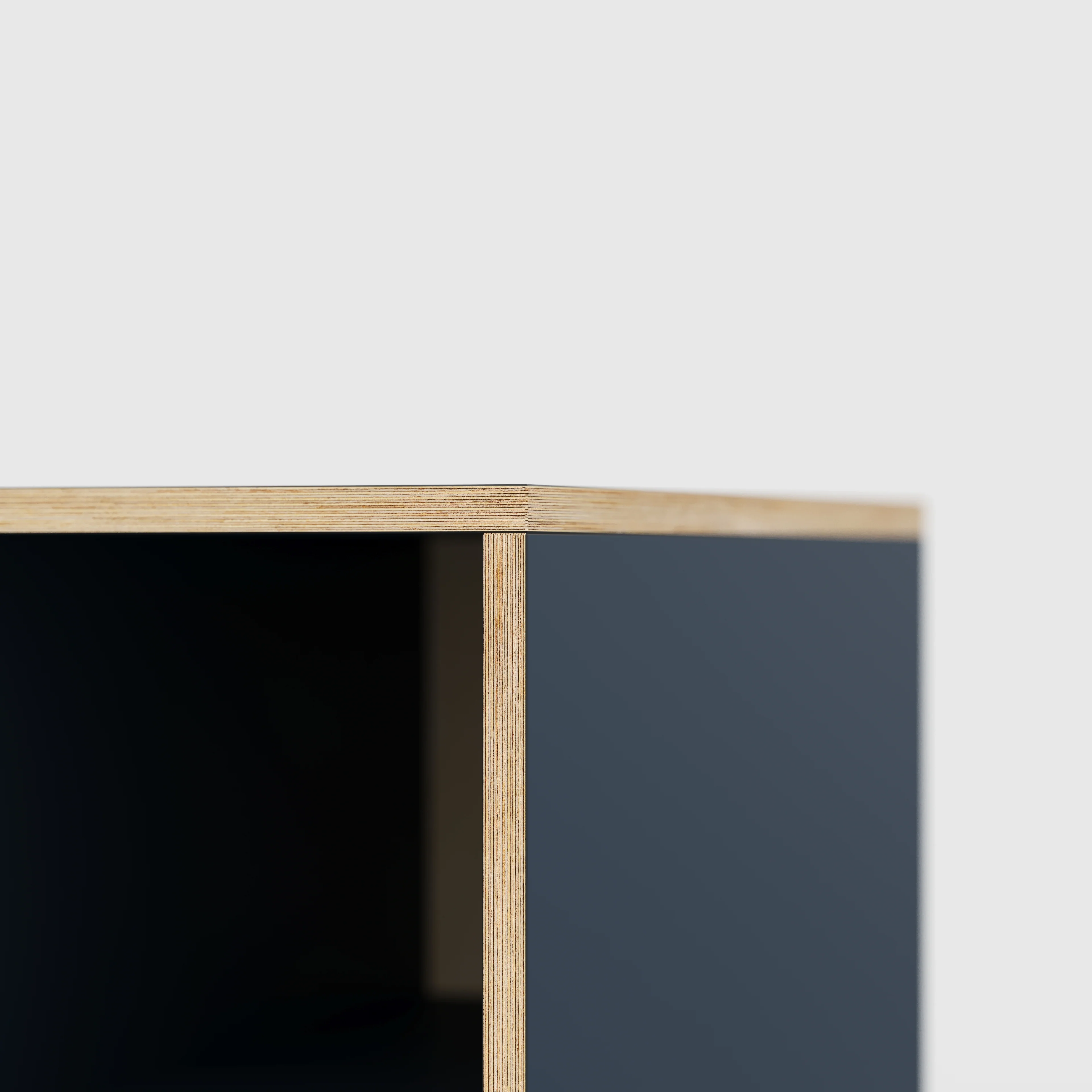 Plywood Desk with Storage Type 1 RH - Open Shelves - Formica Night Sea Blue - 2000(w) x 800(d) x 750(h) - Image 4