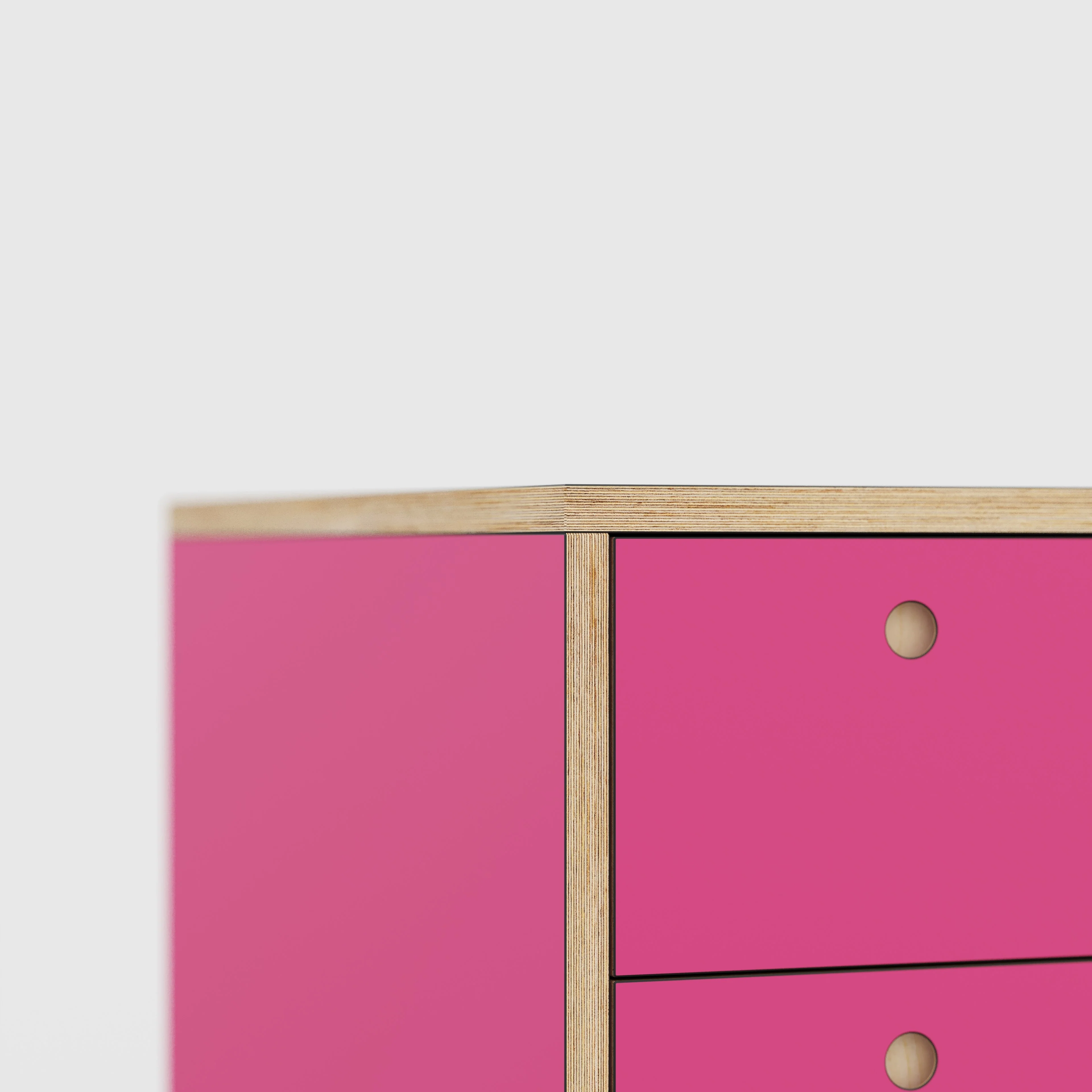 Plywood Desk with Storage Type 2 - Drawers - Formica Juicy Pink - 1600(w) x 800(d) x 750(h) - Image 4