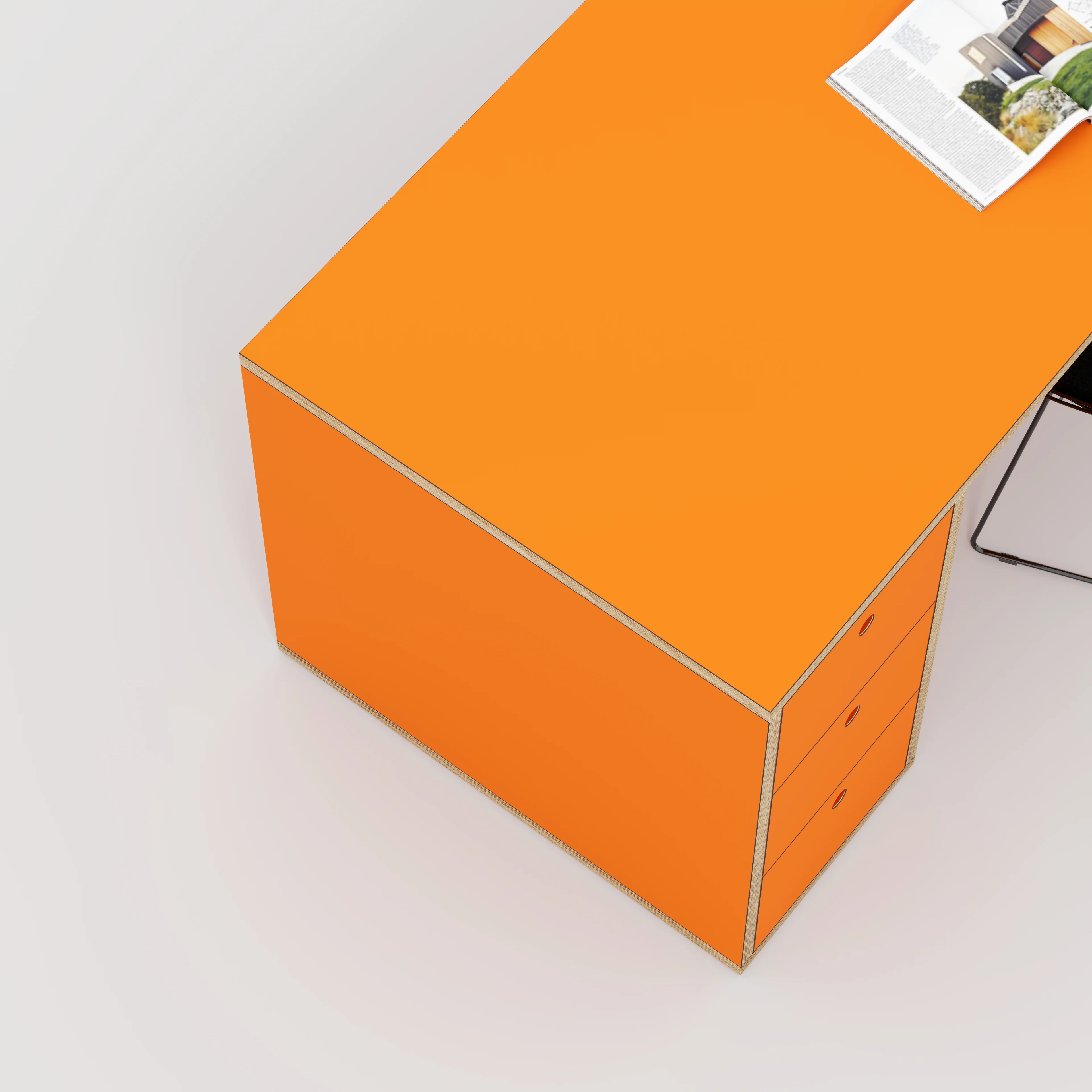 Plywood Desk with Storage Type 2 - Drawers - Formica Levante Orange - 2000(w) x 800(d) x 750(h) - Image 3