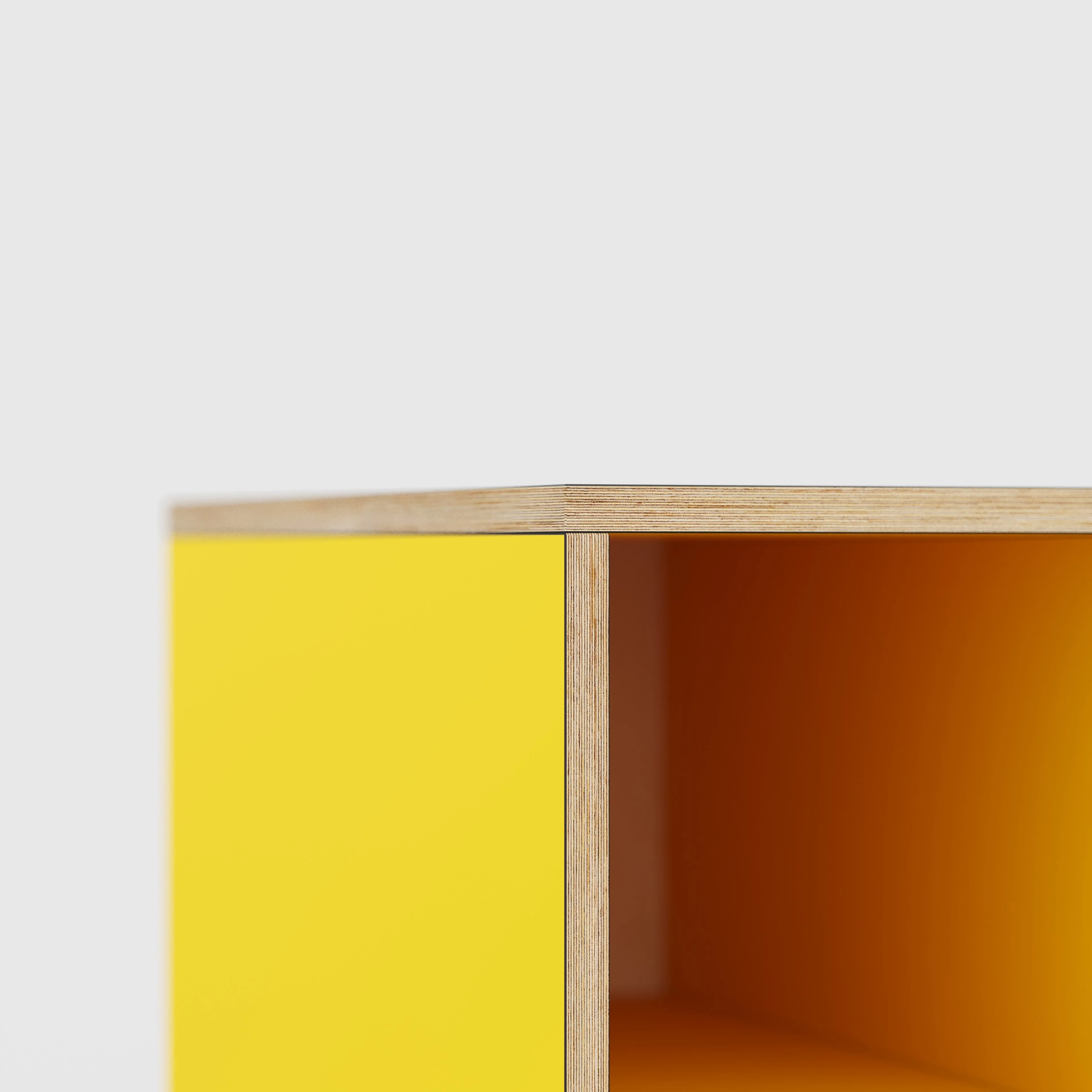 Plywood Desk with Storage Type 2 - Open Shelves - Formica Chrome Yellow - 1600(w) x 800(d) x 750(h) - Image 4