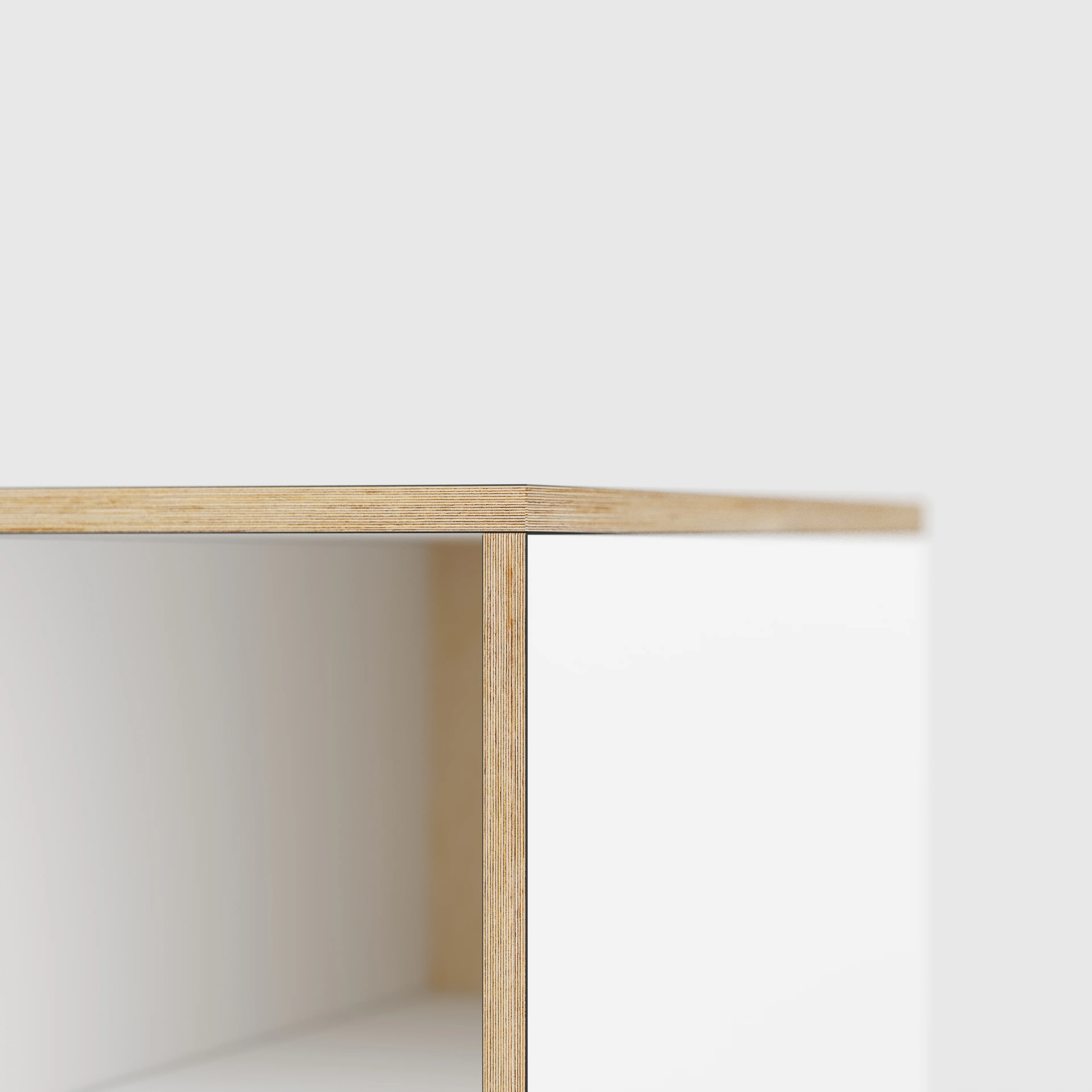 Plywood Desk with Storage Type 2 - Open Shelves - Formica White - 1600(w) x 800(d) x 750(h) - Image 4
