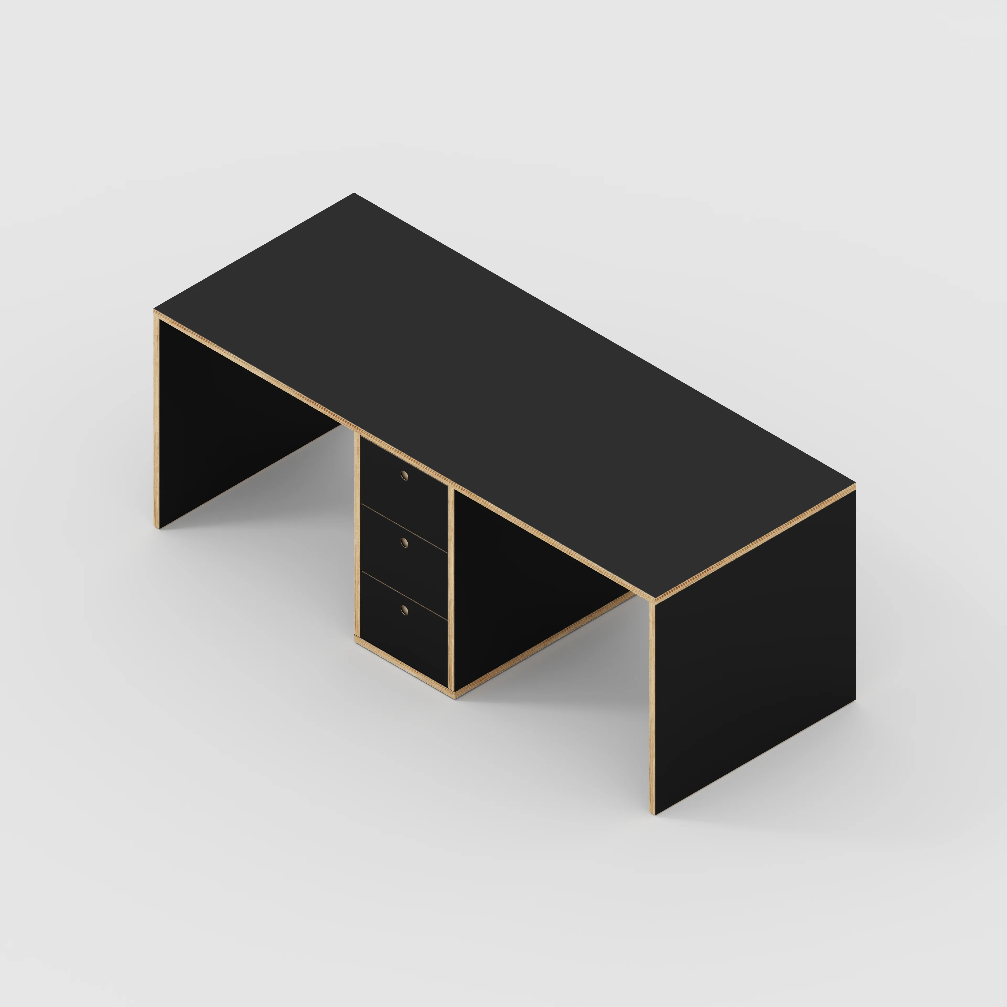 Plywood Desk with Storage Type 3 - Drawers - Formica Diamond Black - 2000(w) x 800(d) x 750(h) - Image 5