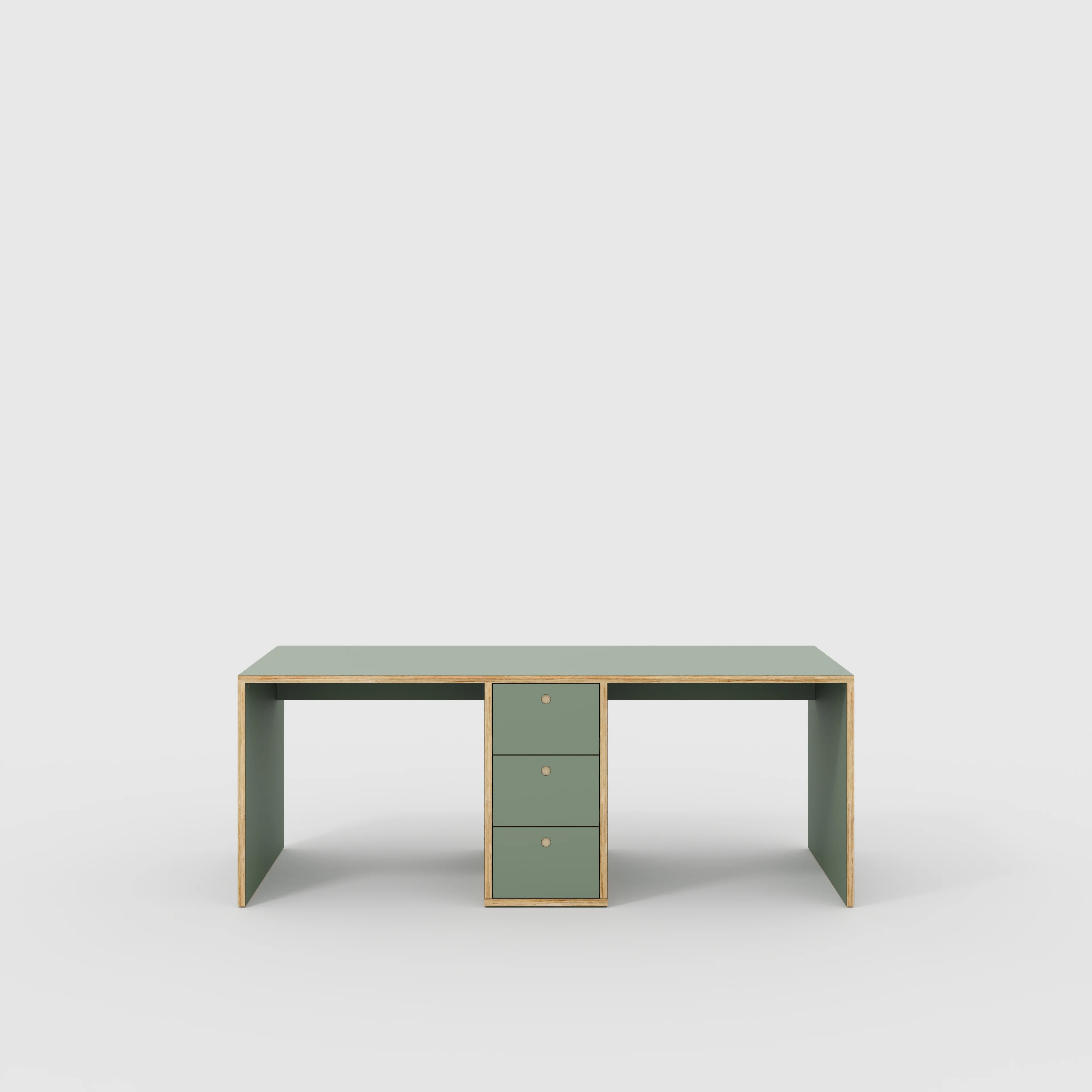 Plywood Desk with Storage Type 3 - Drawers - Formica Green Slate - 2000(w) x 800(d) x 750(h)