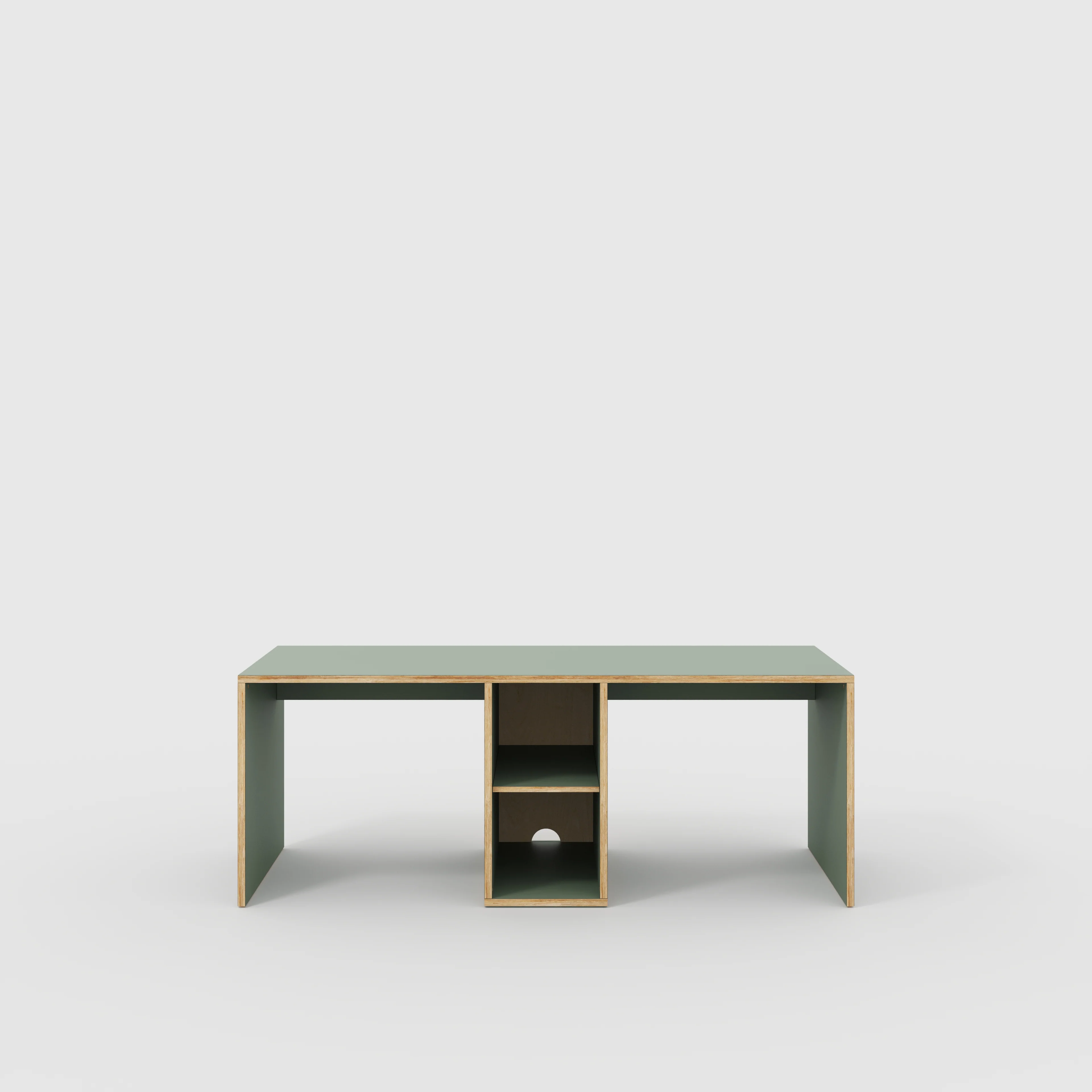 Plywood Desk with Storage Type 3 - Shelf - Formica Green Slate - 2000(w) x 800(d) x 750(h)