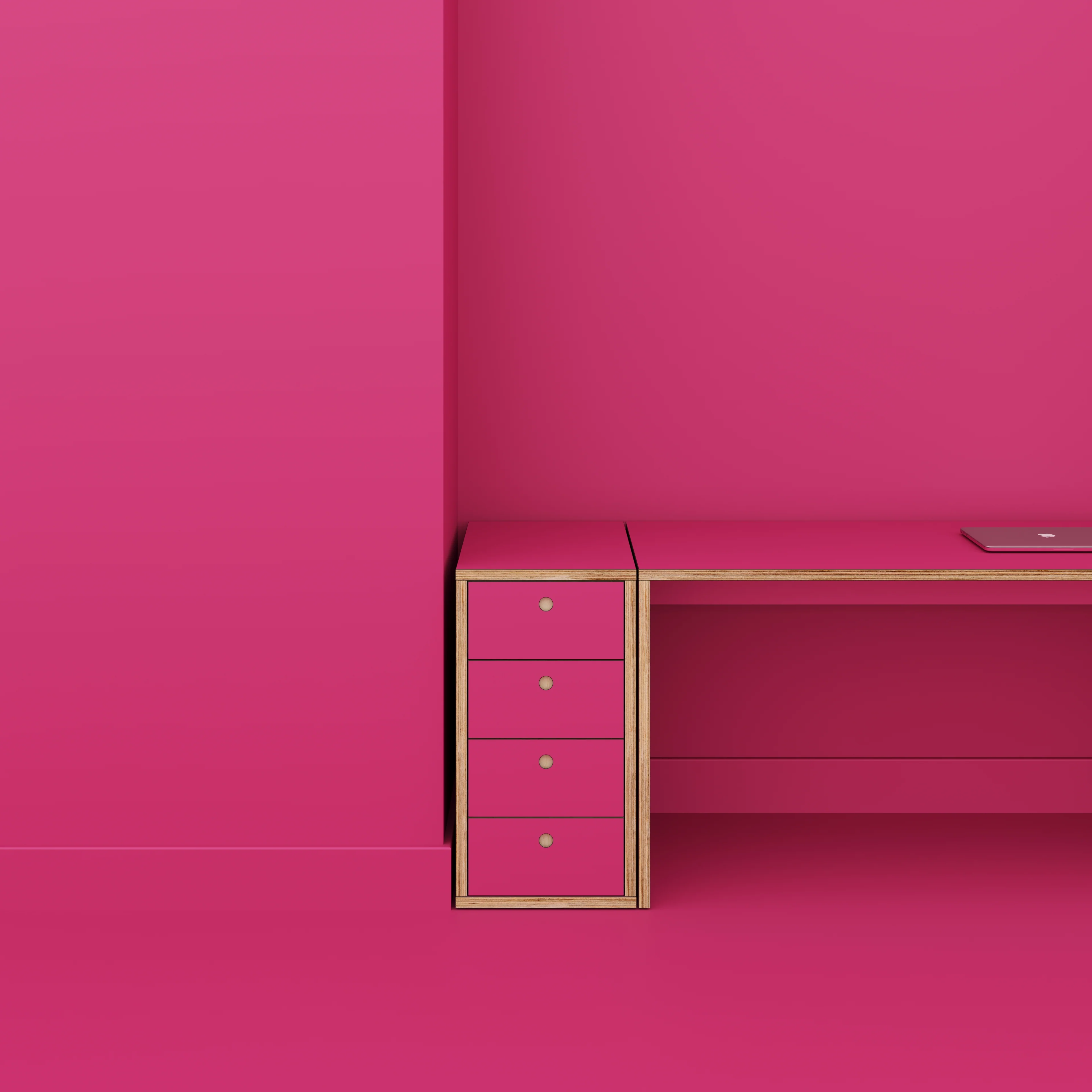 Plywood Drawer Unit - Formica Juicy Pink - 400(w) x 600(d) x 750(h) - Image 2