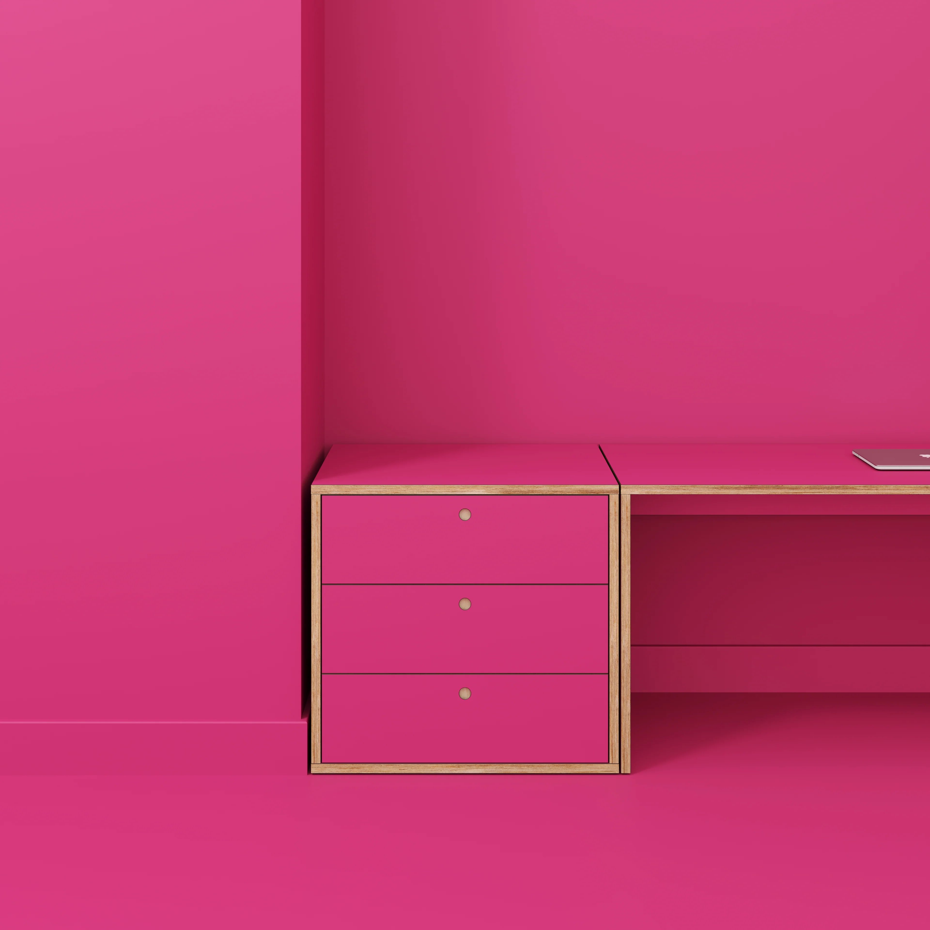 Plywood Drawer Unit - Formica Juicy Pink - 800(w) x 600(d) x 750(h) - Image 2