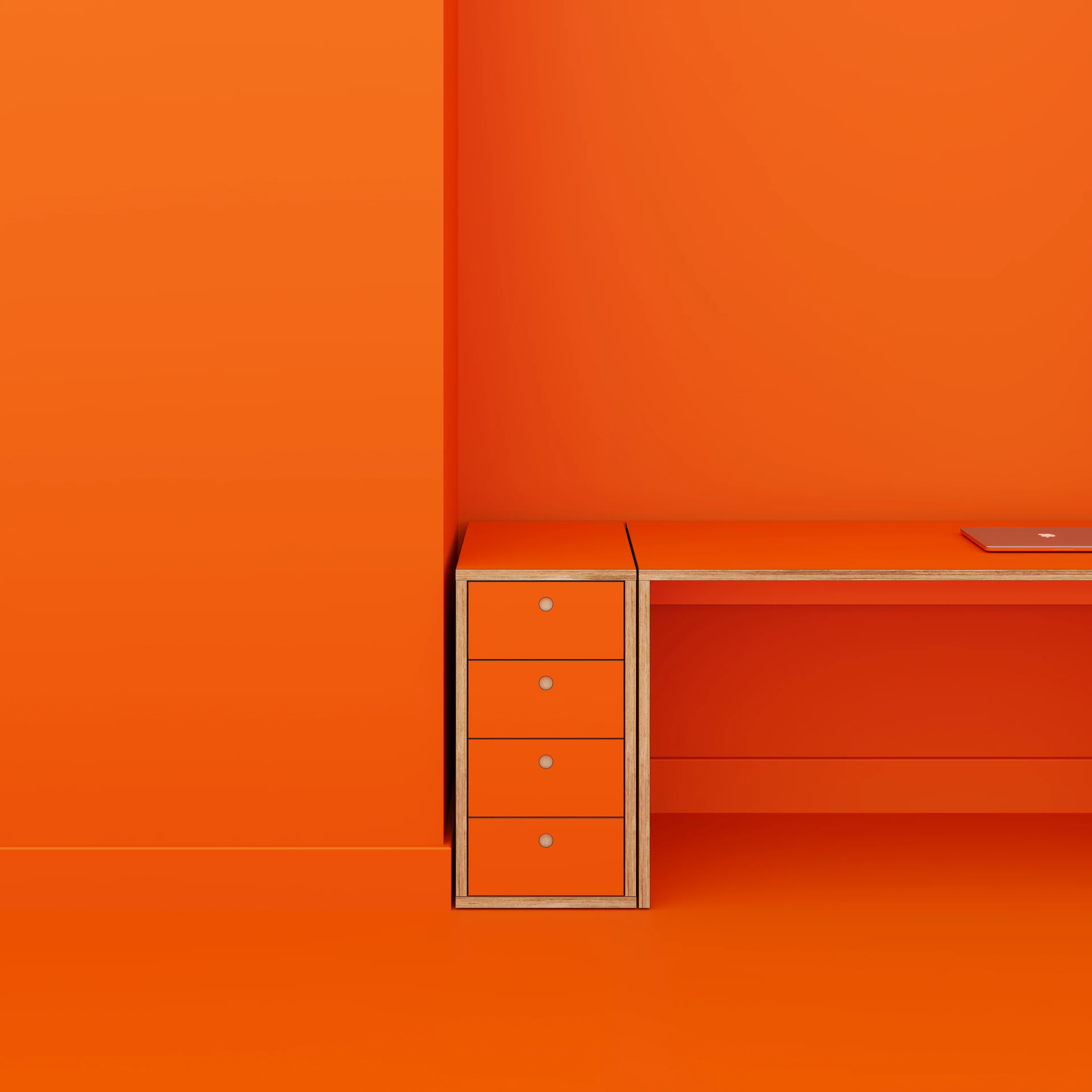 Plywood Drawer Unit - Formica Levante Orange - 400(w) x 600(d) x 750(h) - Image 2
