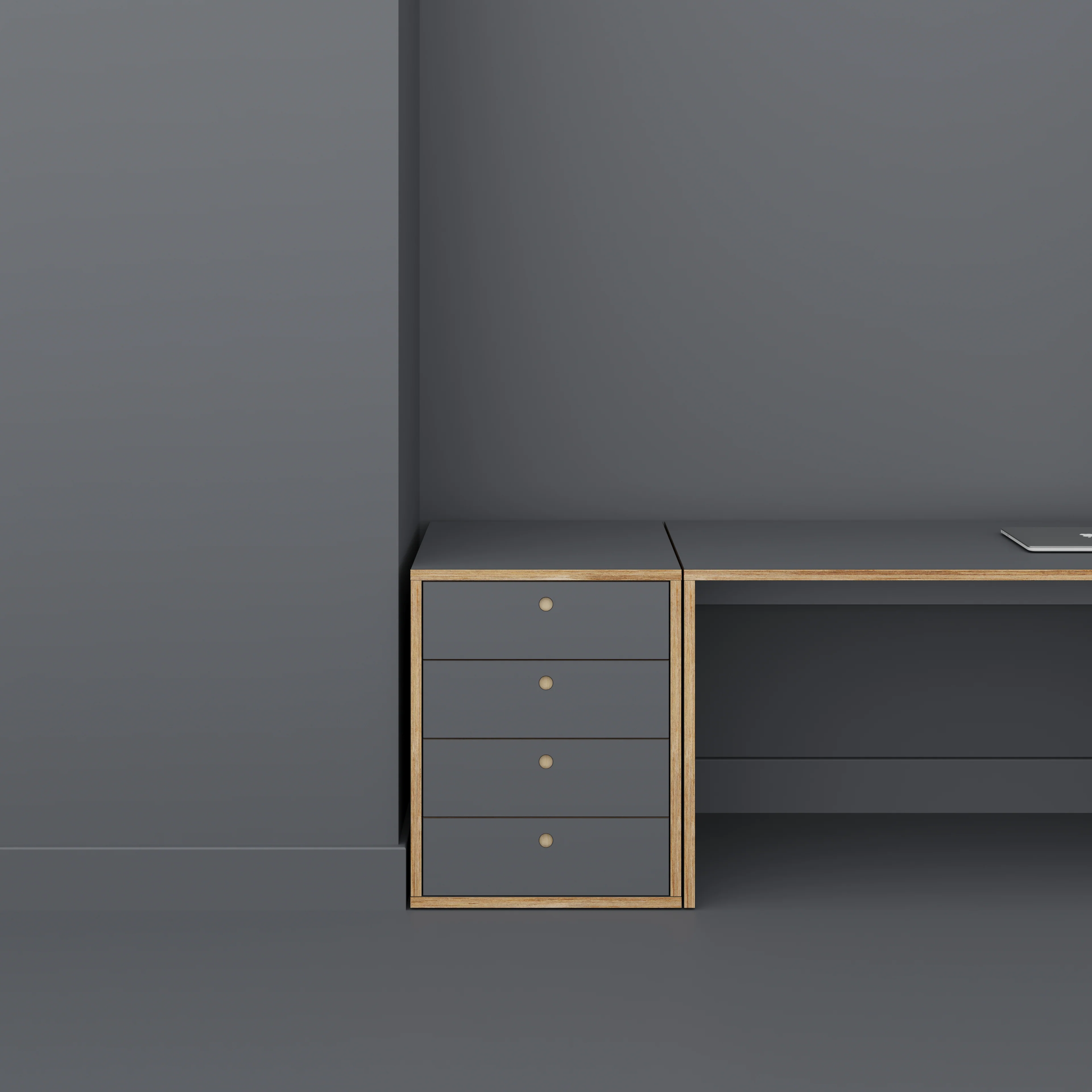 Plywood Drawer Unit - Formica Tornado Grey - 600(w) x 600(d) x 750(h) - Image 2