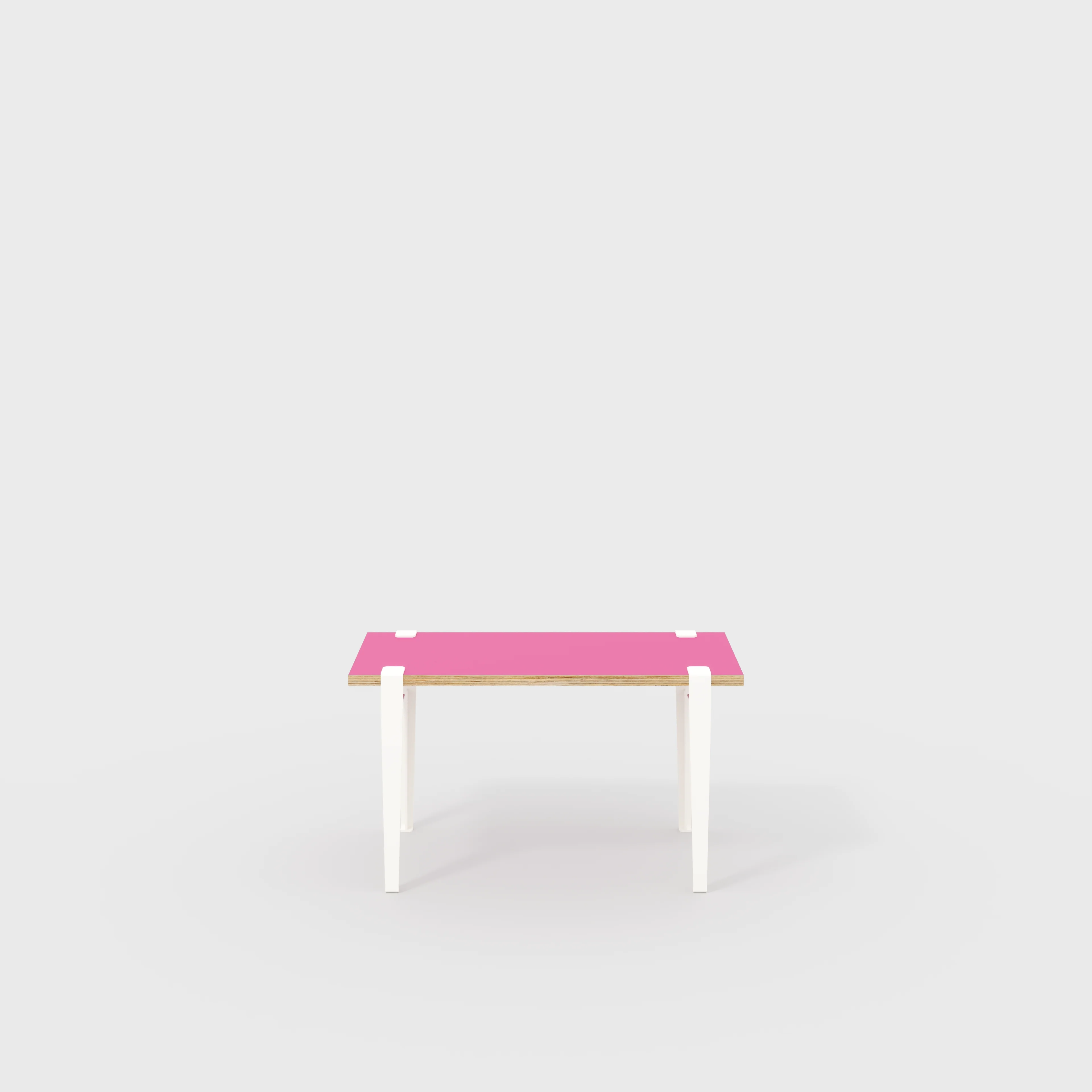 Plywood Kids Desk with Cloudy White Tiptoe Legs - Formica Juicy Pink - 800(w) x 400(d) x 500(h)