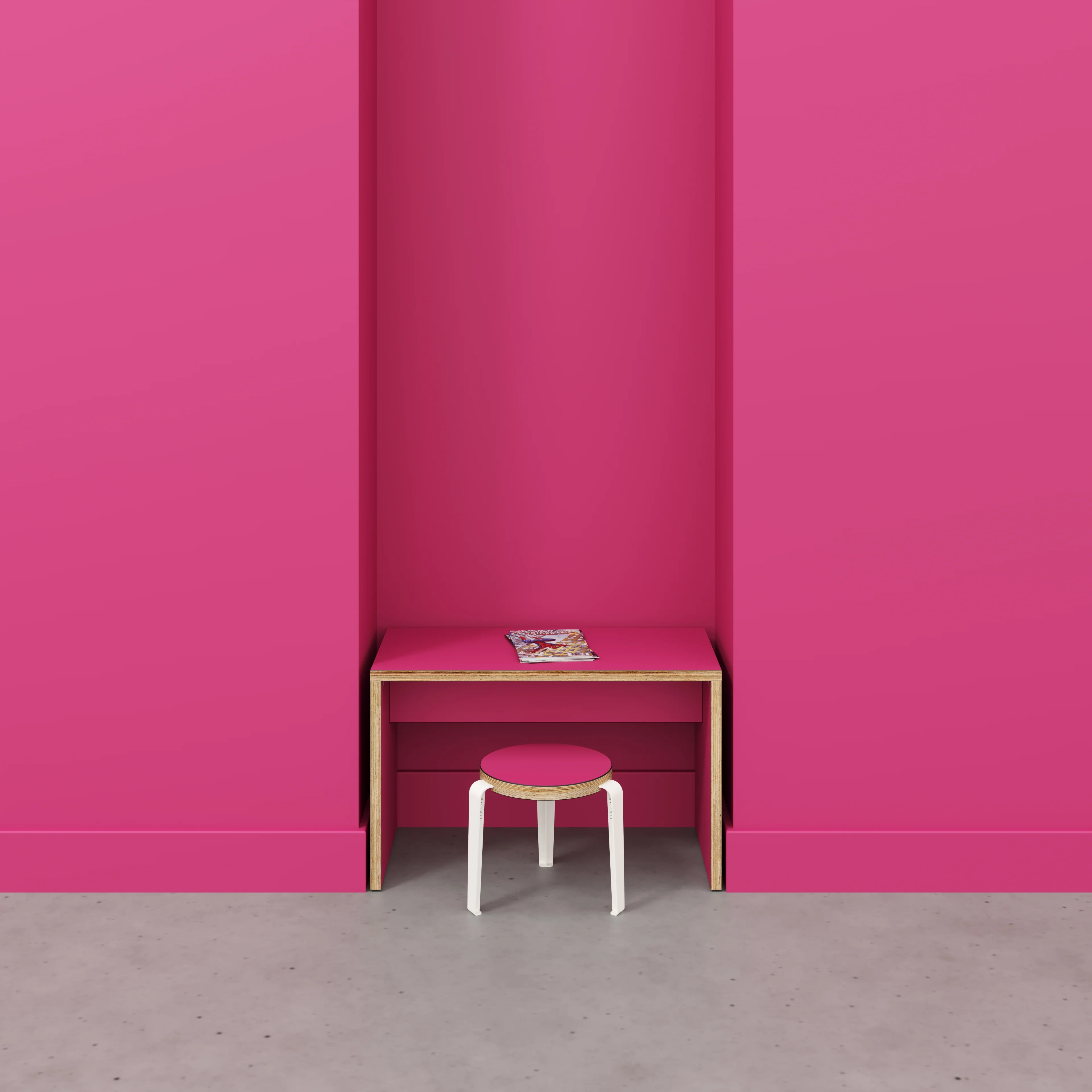 Plywood Kids Desk with Solid Sides - Formica Juicy Pink - 800(w) x 400(d) x 500(h) - Image 2