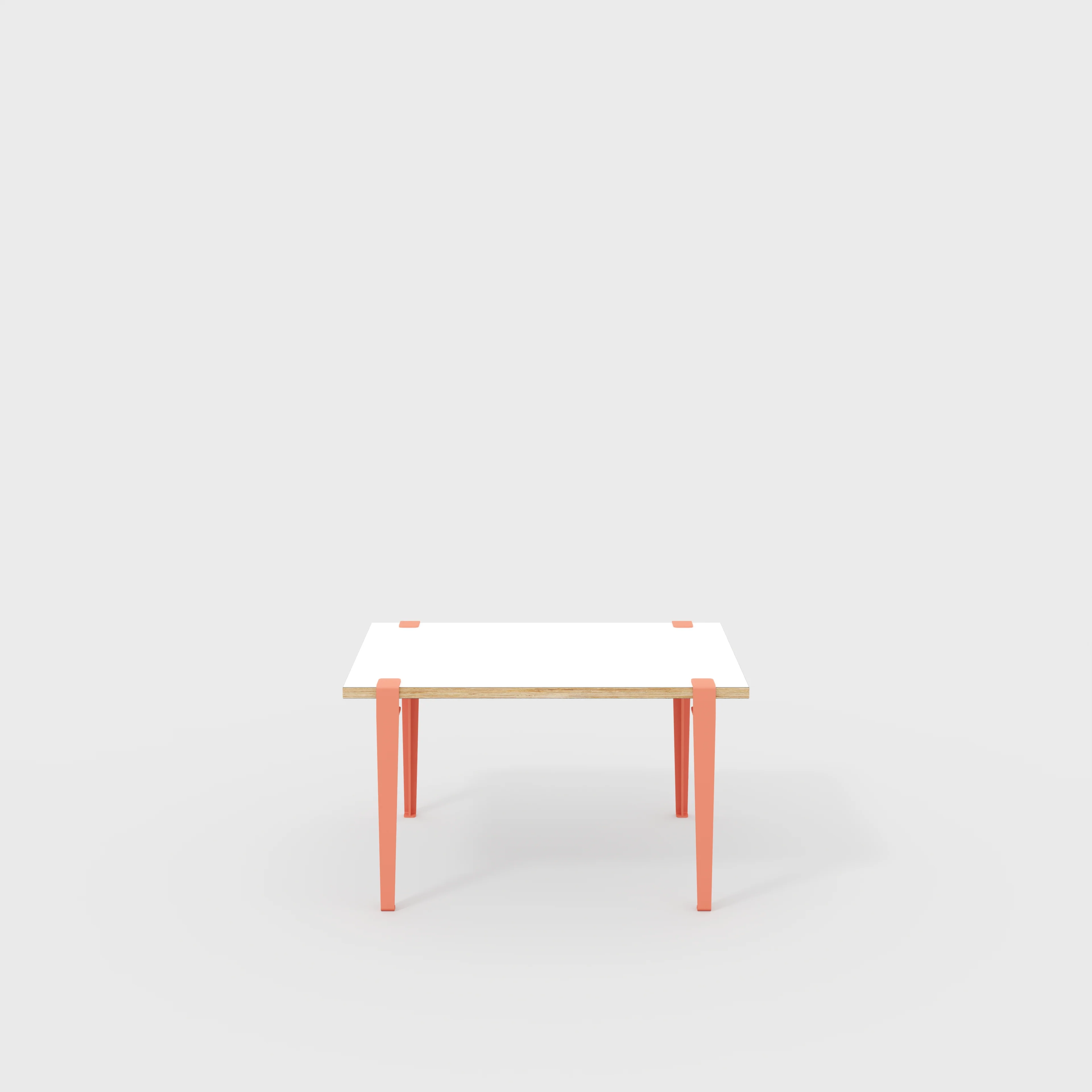 Plywood Kids Table with Flamingo Pink Tiptoe Legs - Formica White - 800(w) x 600(d) x 500(h)