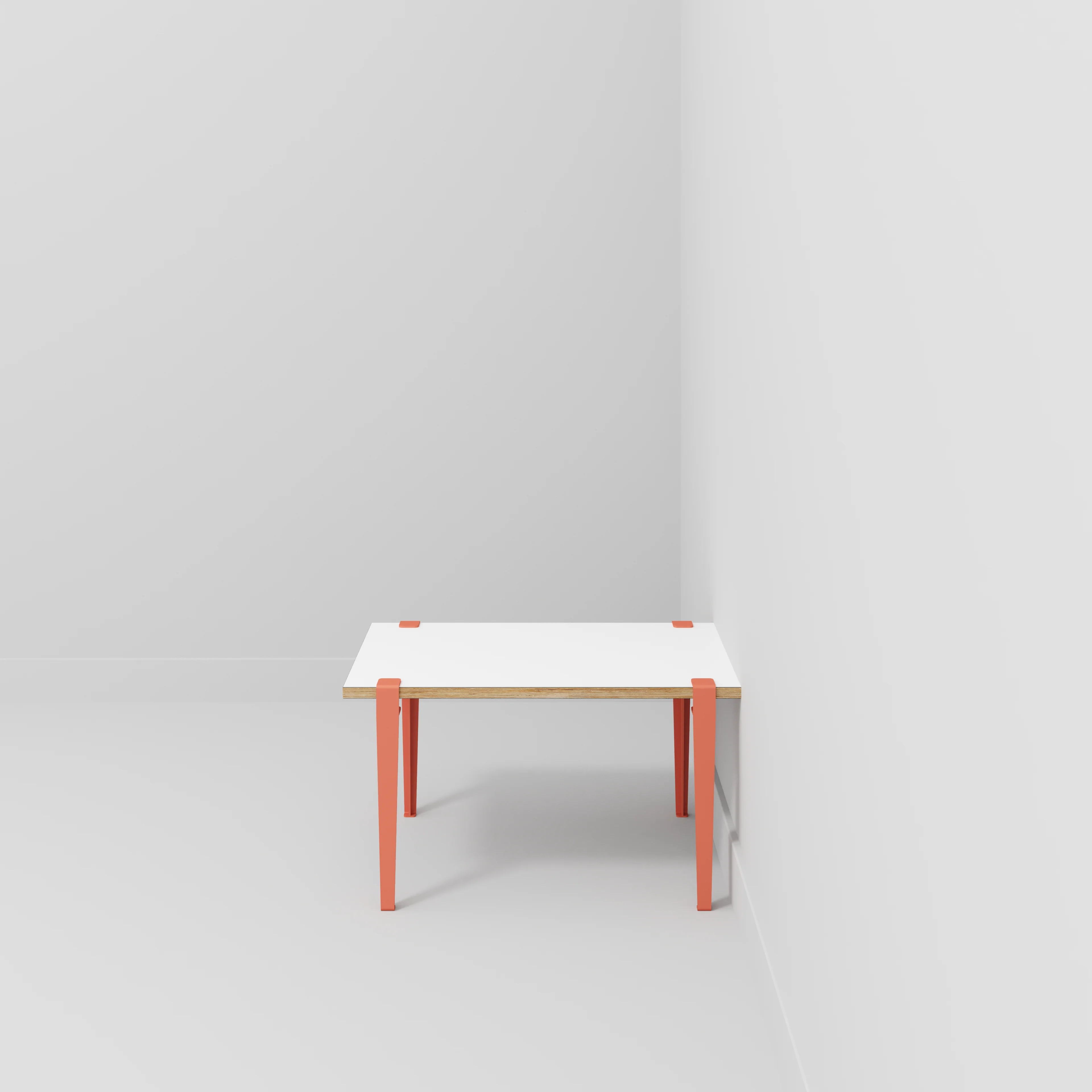 Plywood Kids Table with Flamingo Pink Tiptoe Legs - Formica White - 800(w) x 600(d) x 500(h) - Image 2