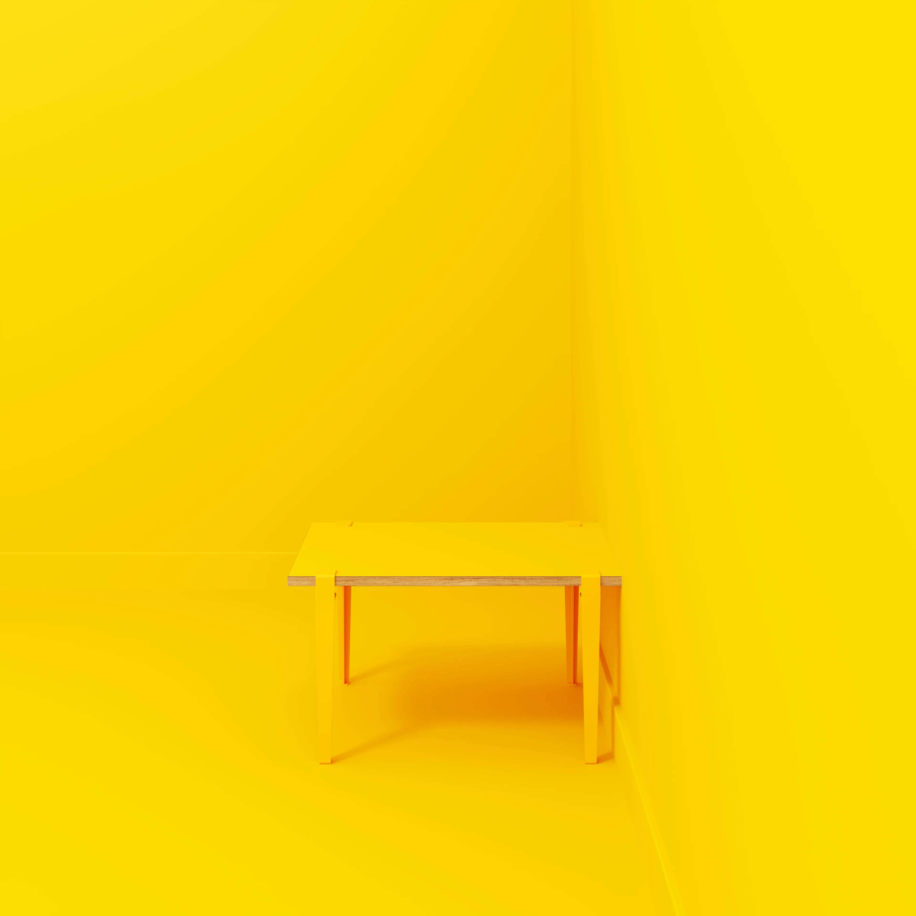 Plywood Kids Table with Sun Yellow Tiptoe Legs - Formica Chrome Yellow - 800(w) x 600(d) x 500(h) - Image 2