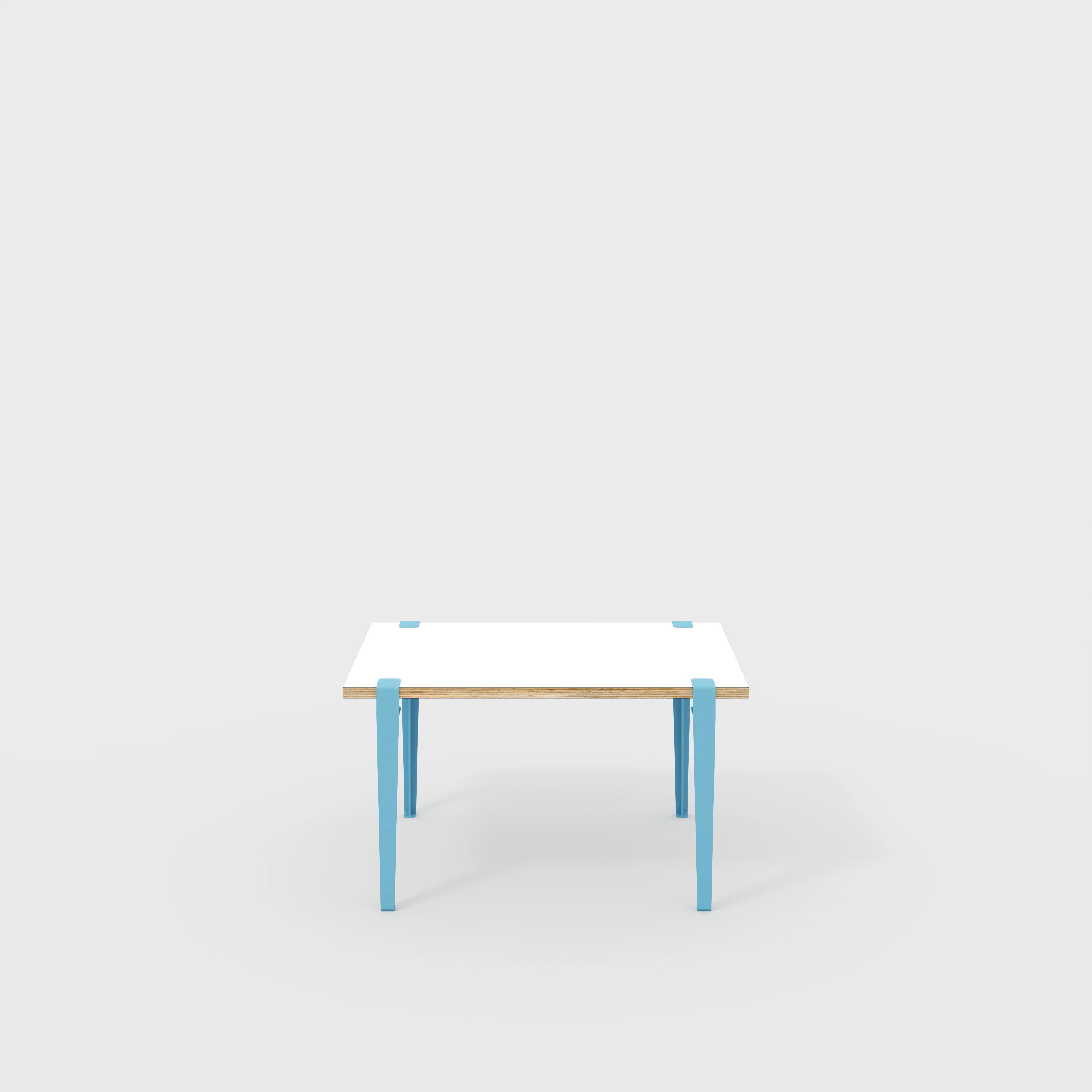 Plywood Kids Table with Whale Blue Tiptoe Legs - Formica White - 800(w) x 600(d) x 500(h)