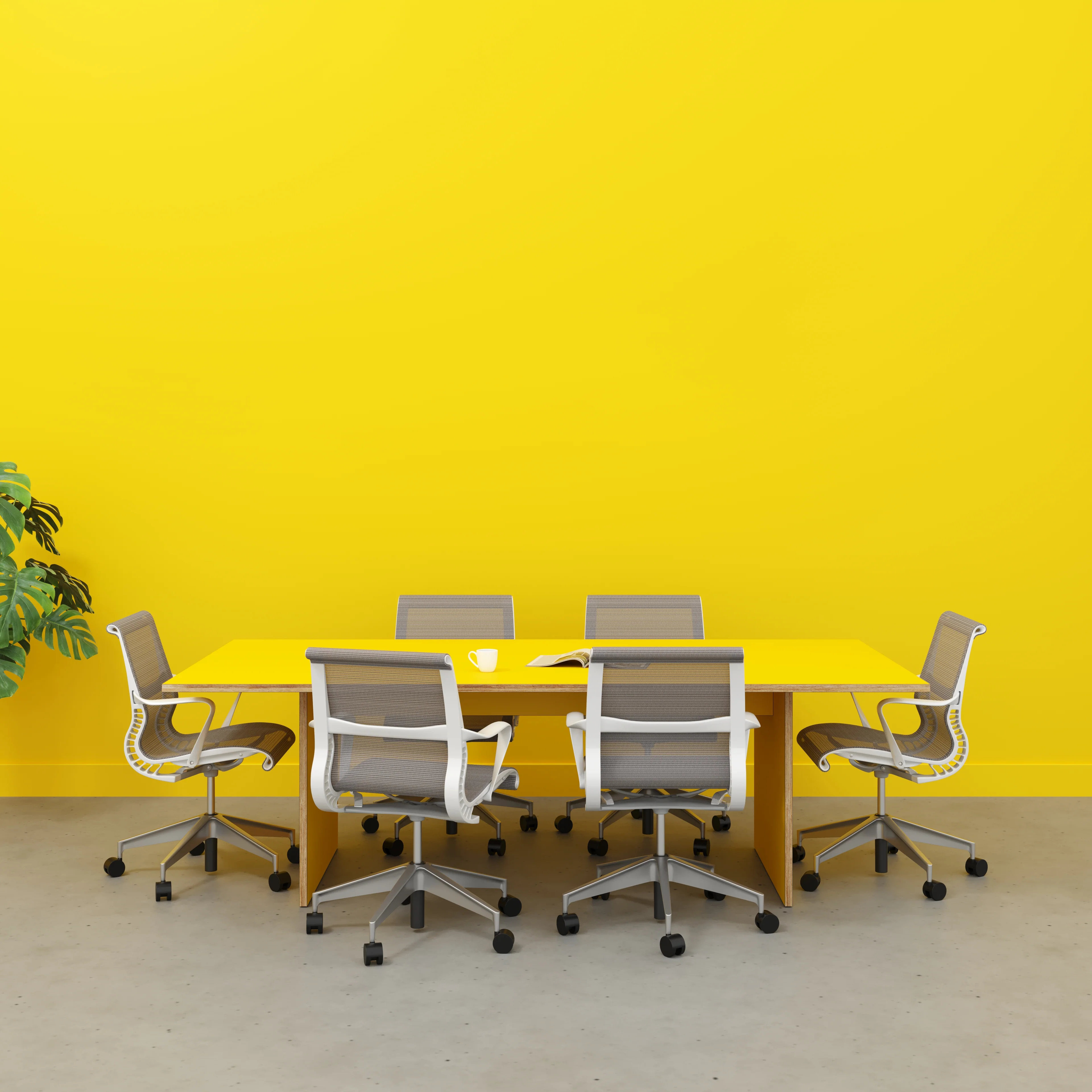 Plywood Platform Table - Formica Chrome Yellow - 2400(w) x 1200(d) x 750(h) - Image 2