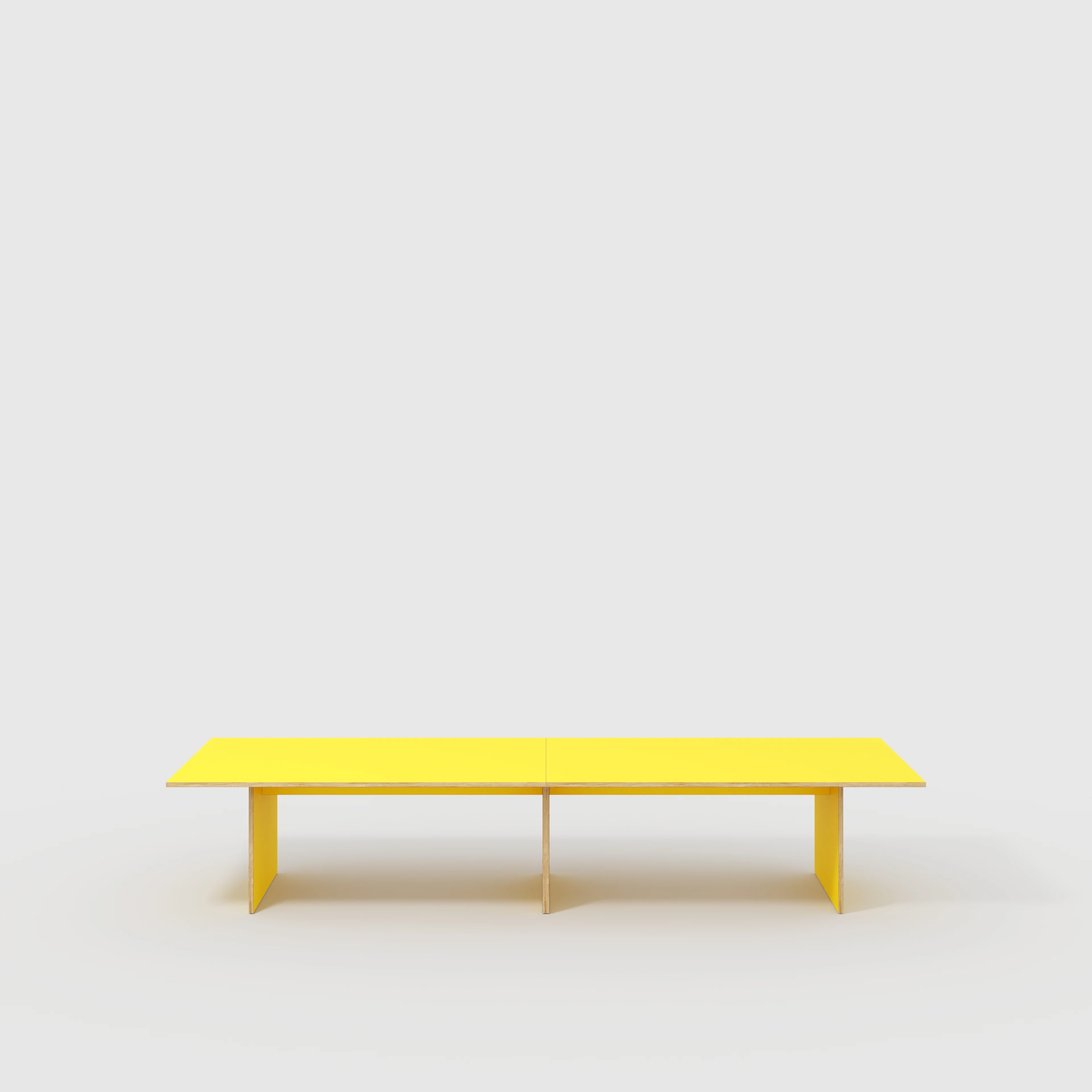 Plywood Platform Table - Formica Chrome Yellow - 4000(w) x 1000(d) x 750(h)