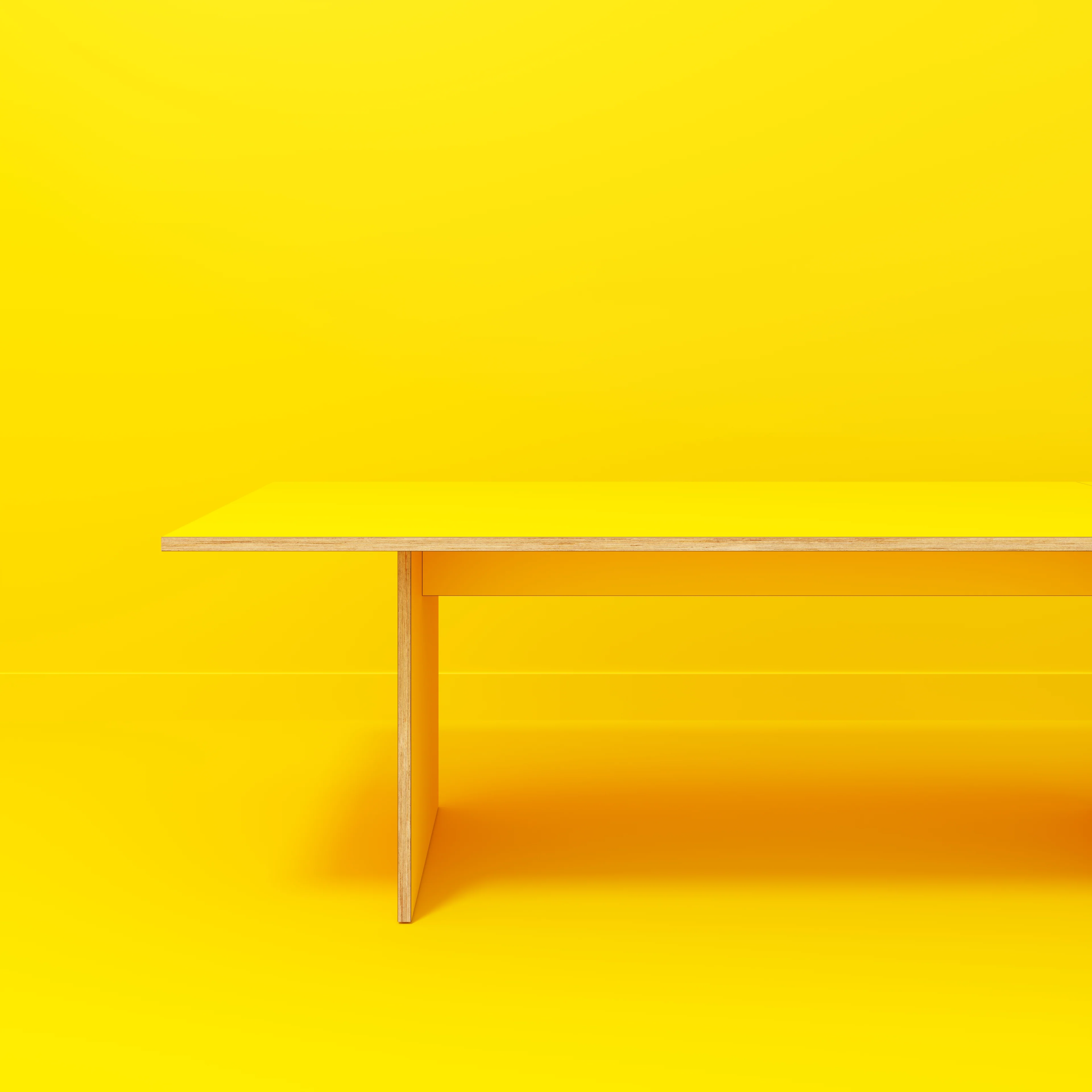 Plywood Platform Table - Formica Chrome Yellow - 4000(w) x 1000(d) x 750(h) - Image 2