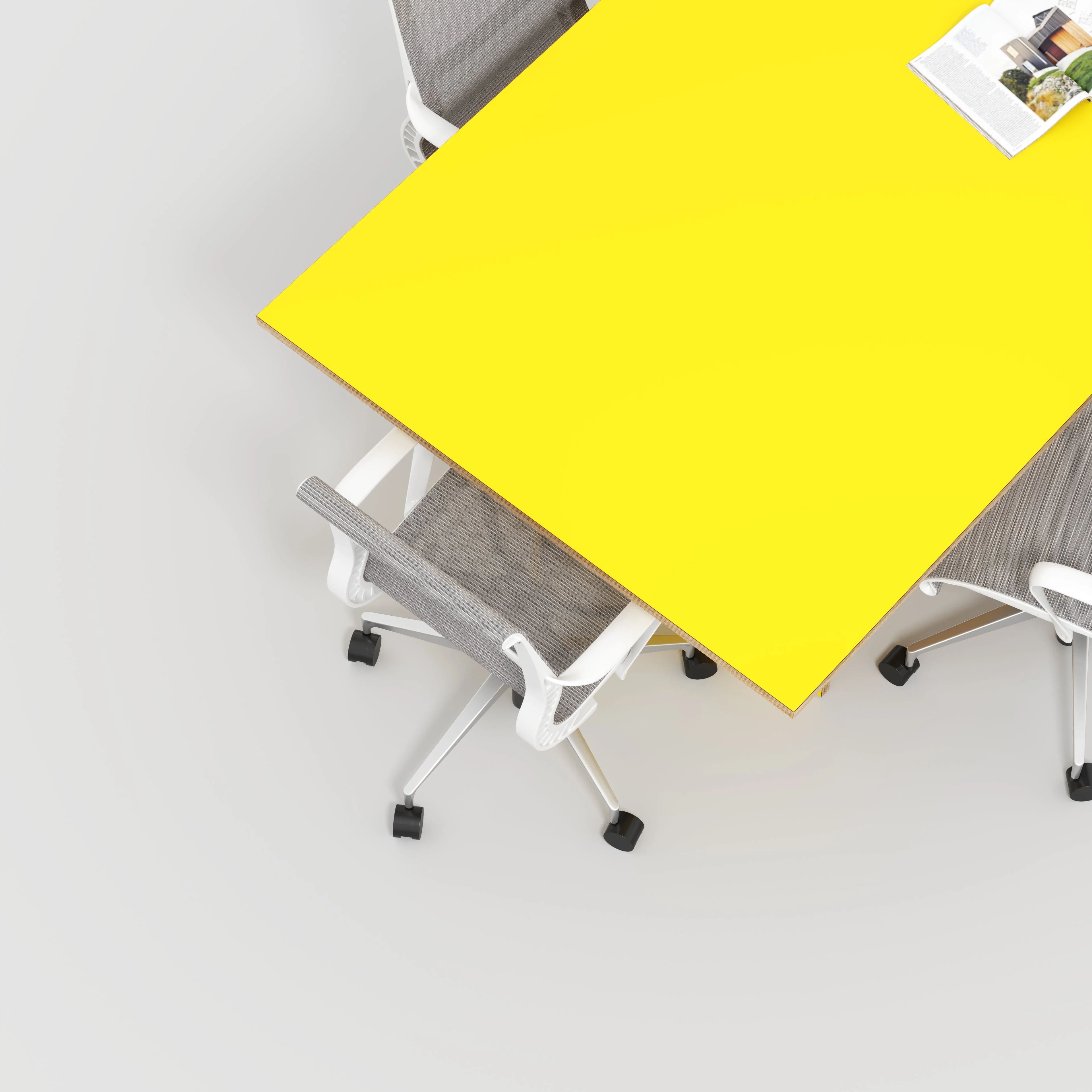 Plywood Platform Table - Formica Chrome Yellow - 4000(w) x 1000(d) x 750(h) - Image 3