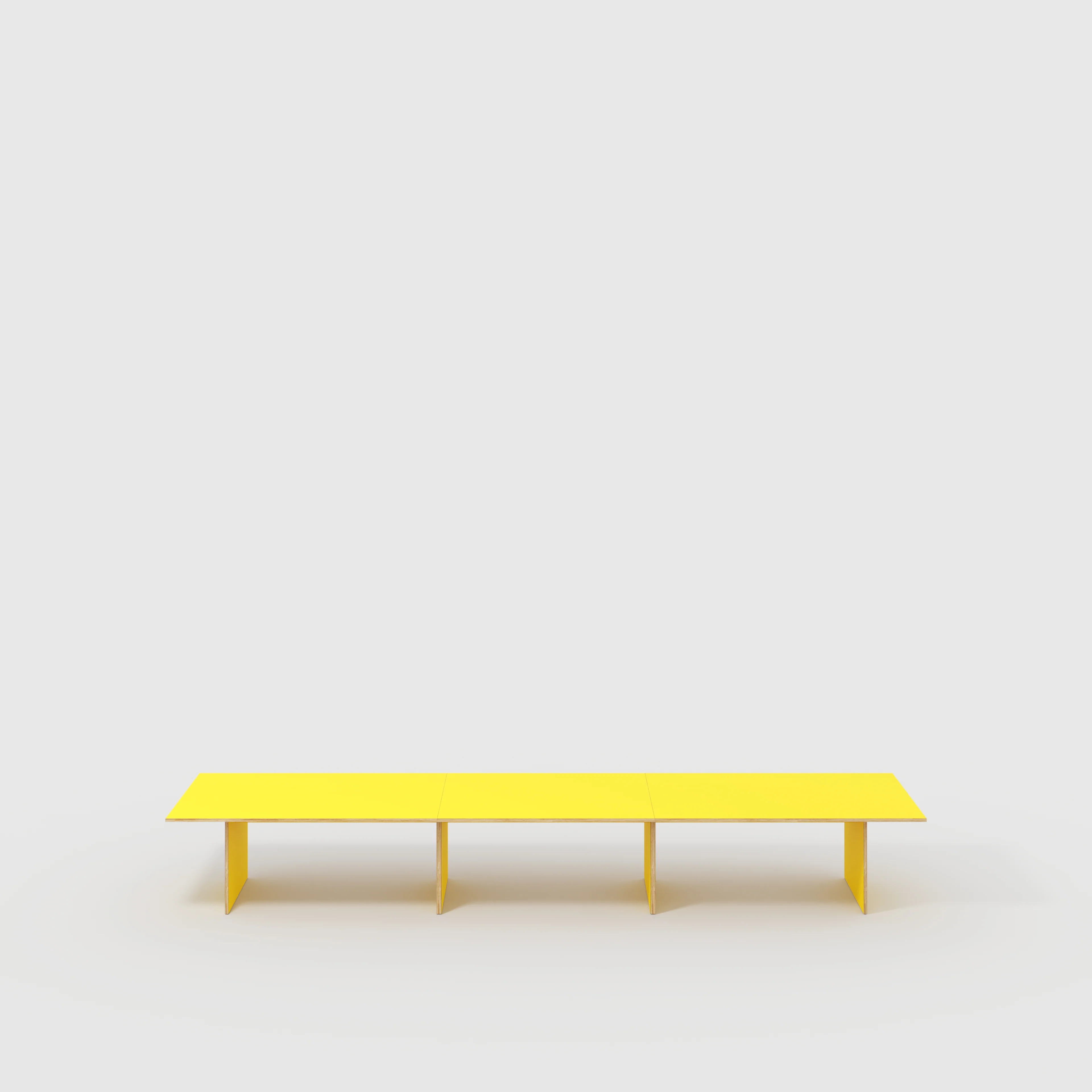 Plywood Platform Table - Formica Chrome Yellow - 5600(w) x 1000(d) x 750(h)