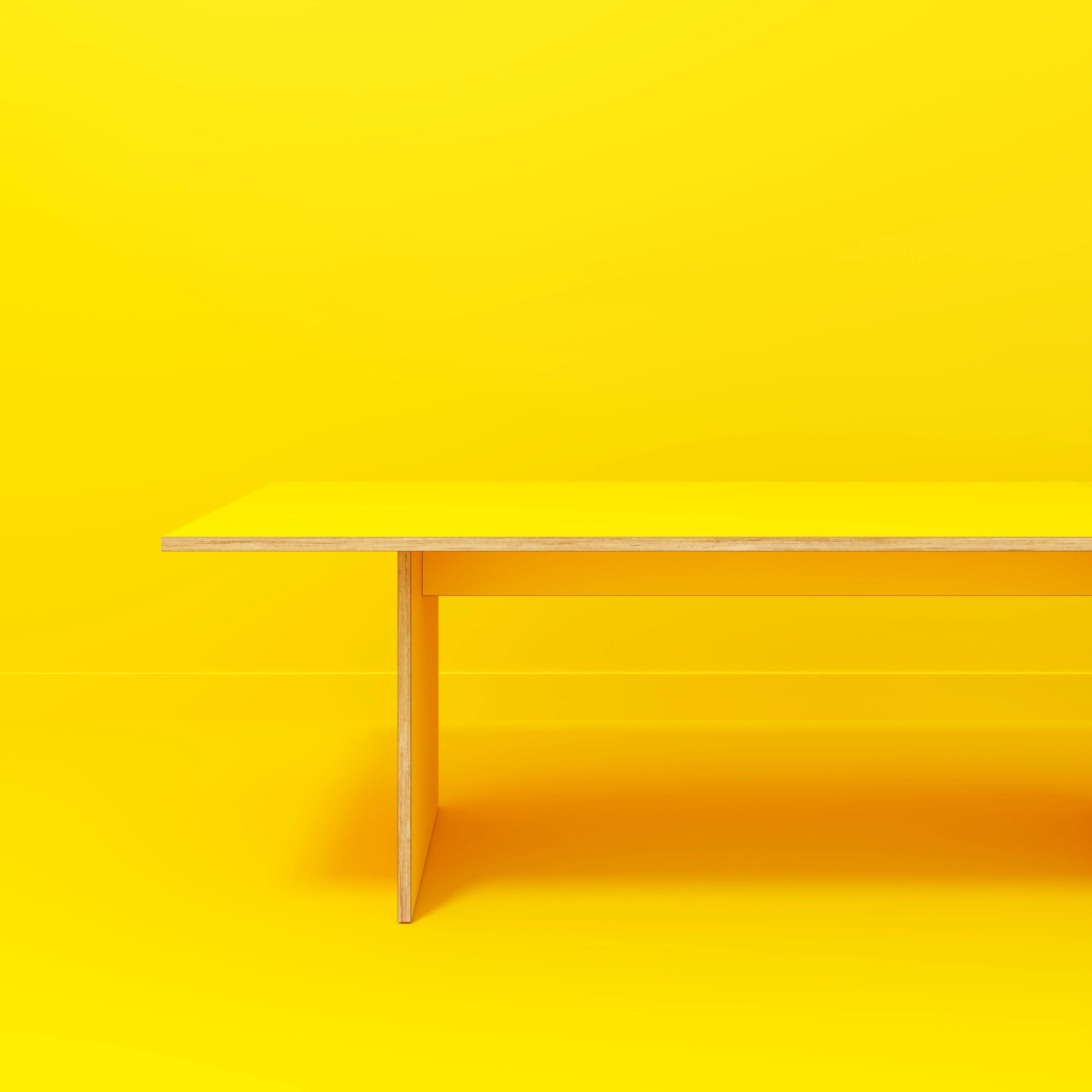 Plywood Platform Table - Formica Chrome Yellow - 5600(w) x 1000(d) x 750(h) - Image 2