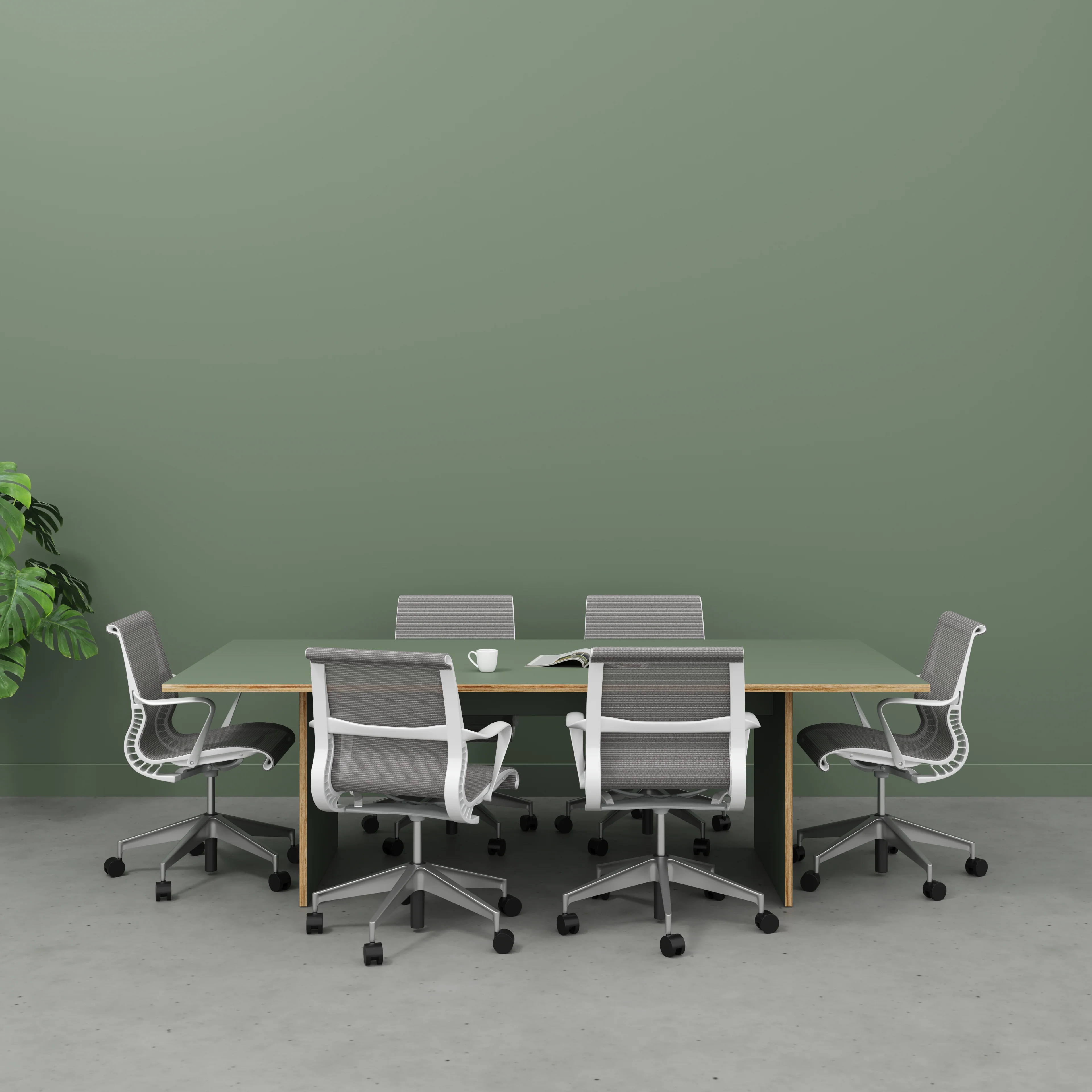 Plywood Platform Table - Formica Green Slate - 2400(w) x 1200(d) x 750(h) - Image 2