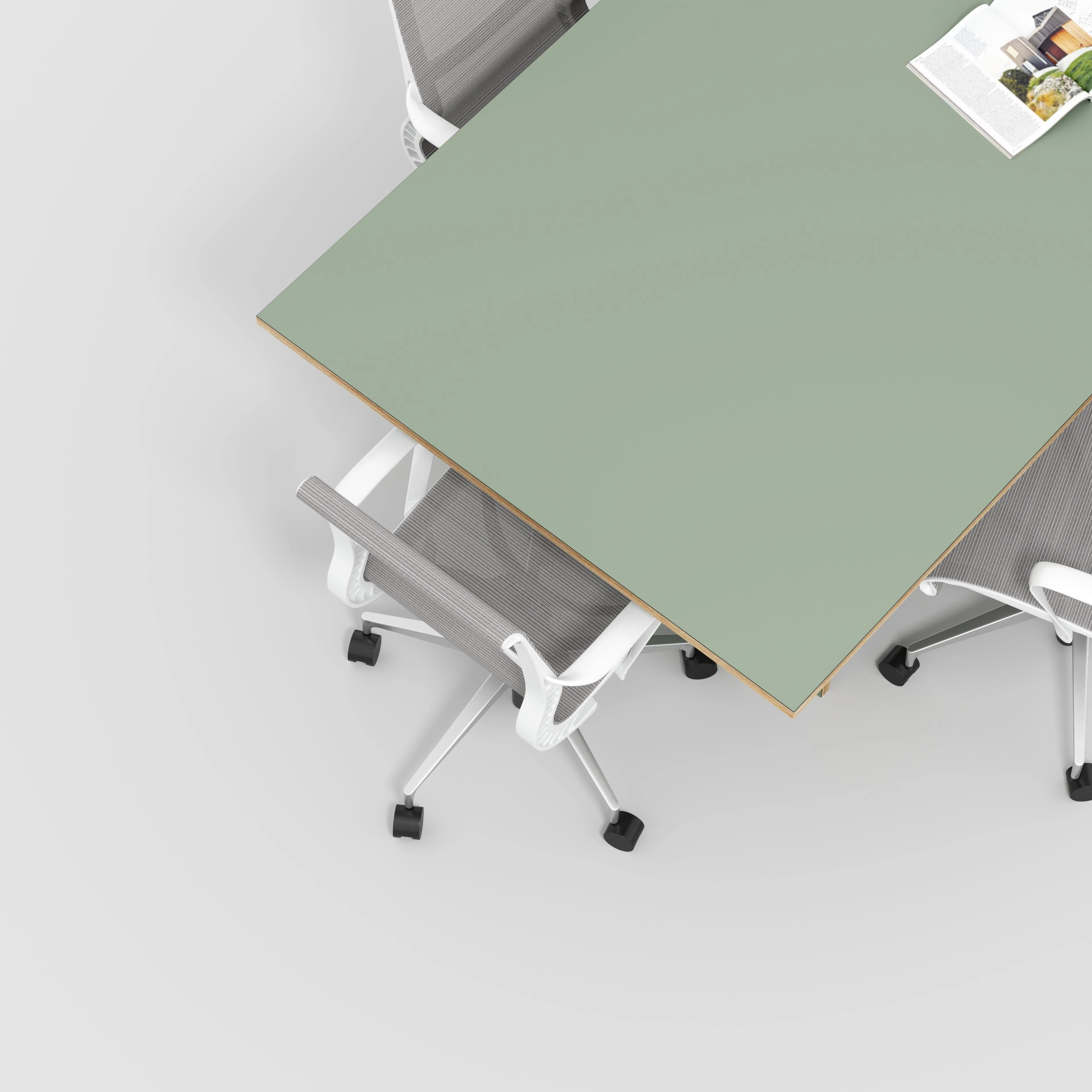 Plywood Platform Table - Formica Green Slate - 5600(w) x 1000(d) x 750(h) - Image 3
