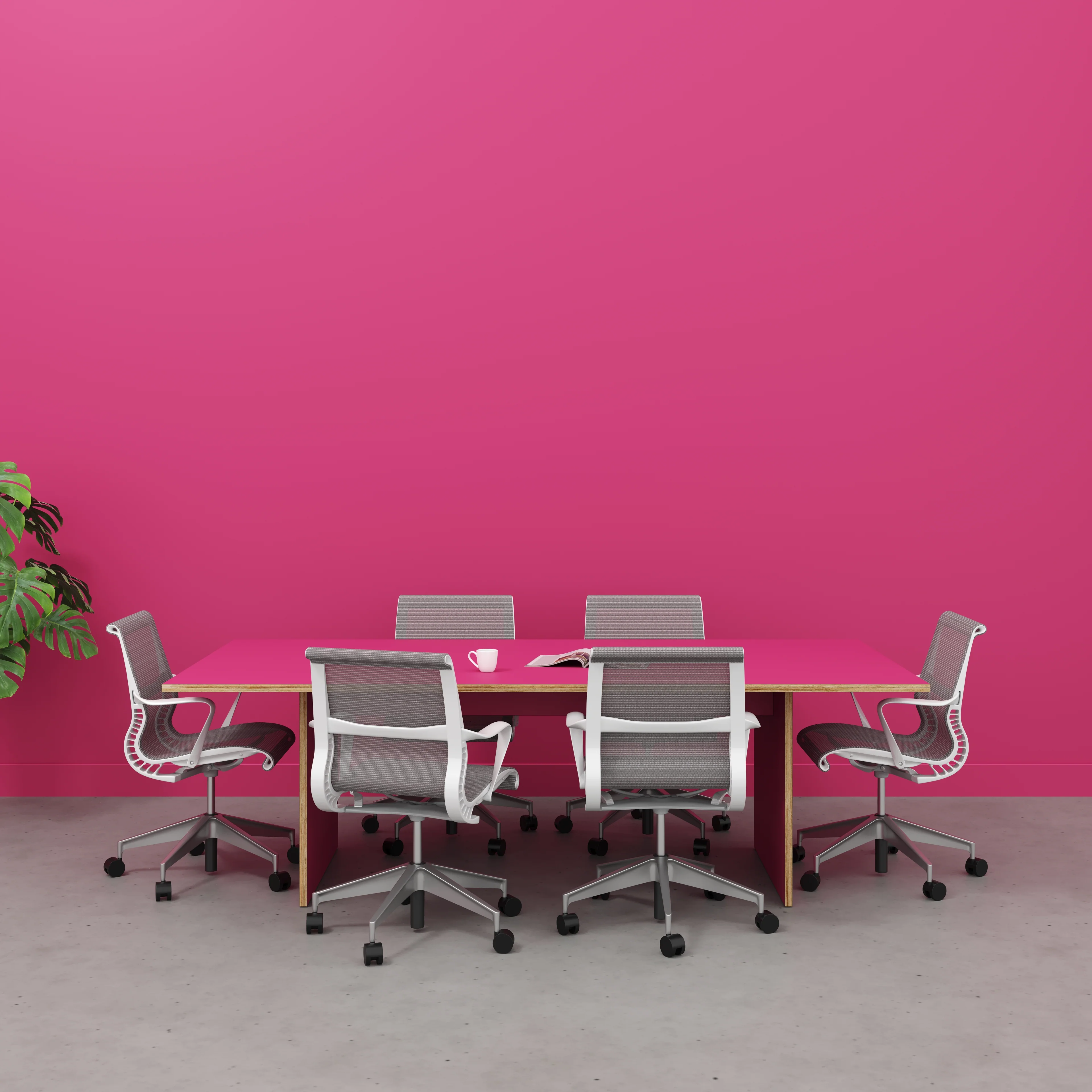 Plywood Platform Table - Formica Juicy Pink - 2400(w) x 1200(d) x 750(h) - Image 2