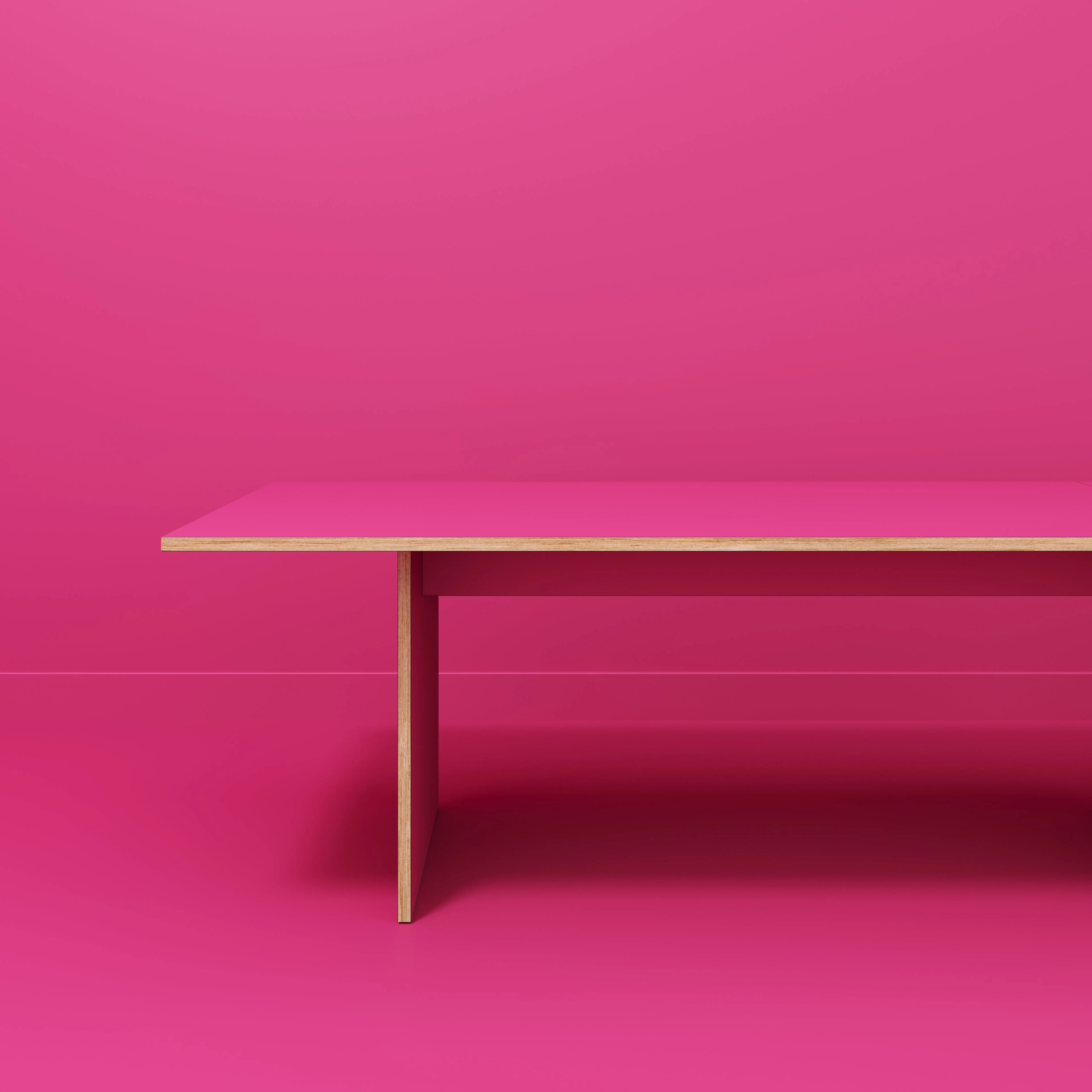 Plywood Platform Table - Formica Juicy Pink - 5600(w) x 1000(d) x 750(h) - Image 2