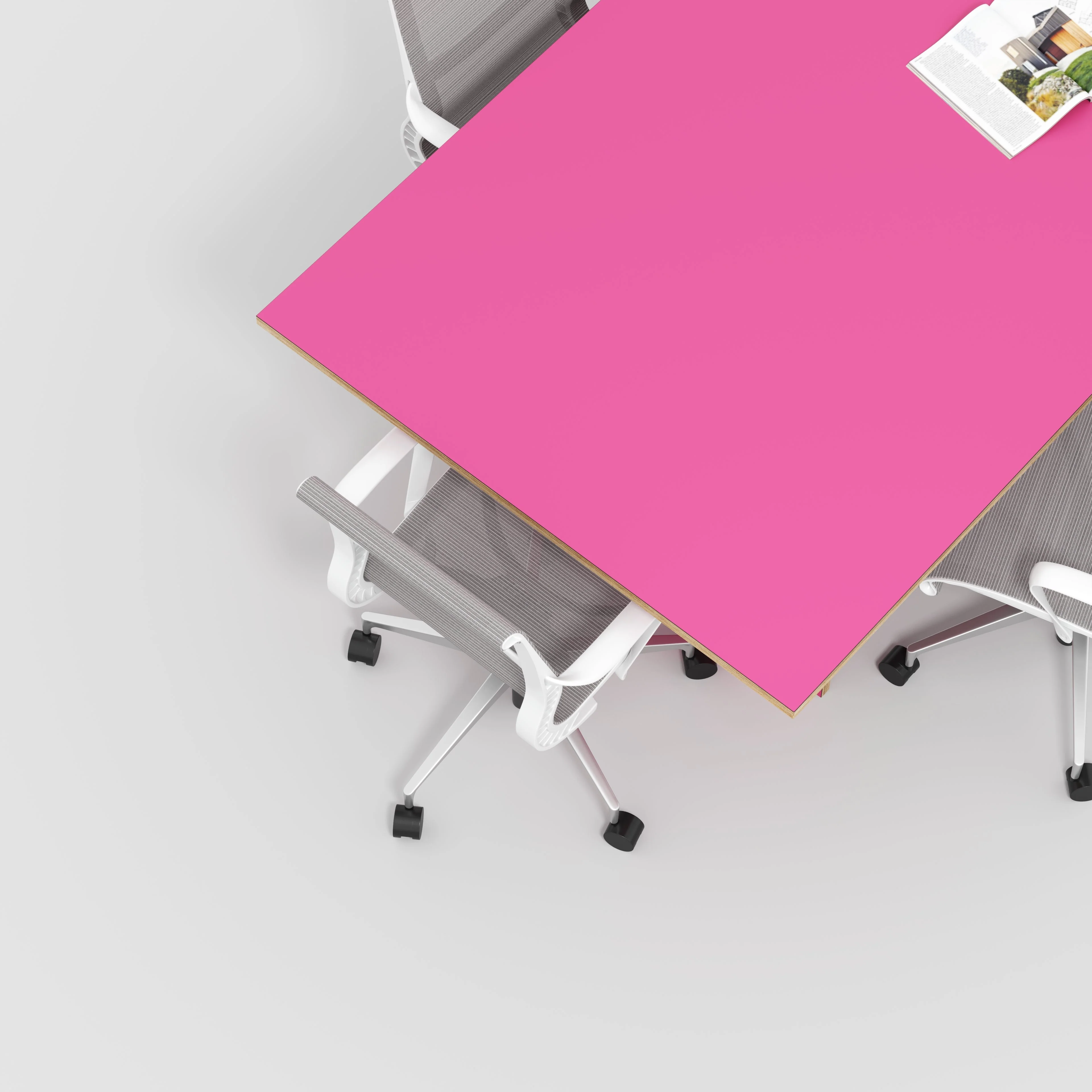 Plywood Platform Table - Formica Juicy Pink - 5600(w) x 1000(d) x 750(h) - Image 3