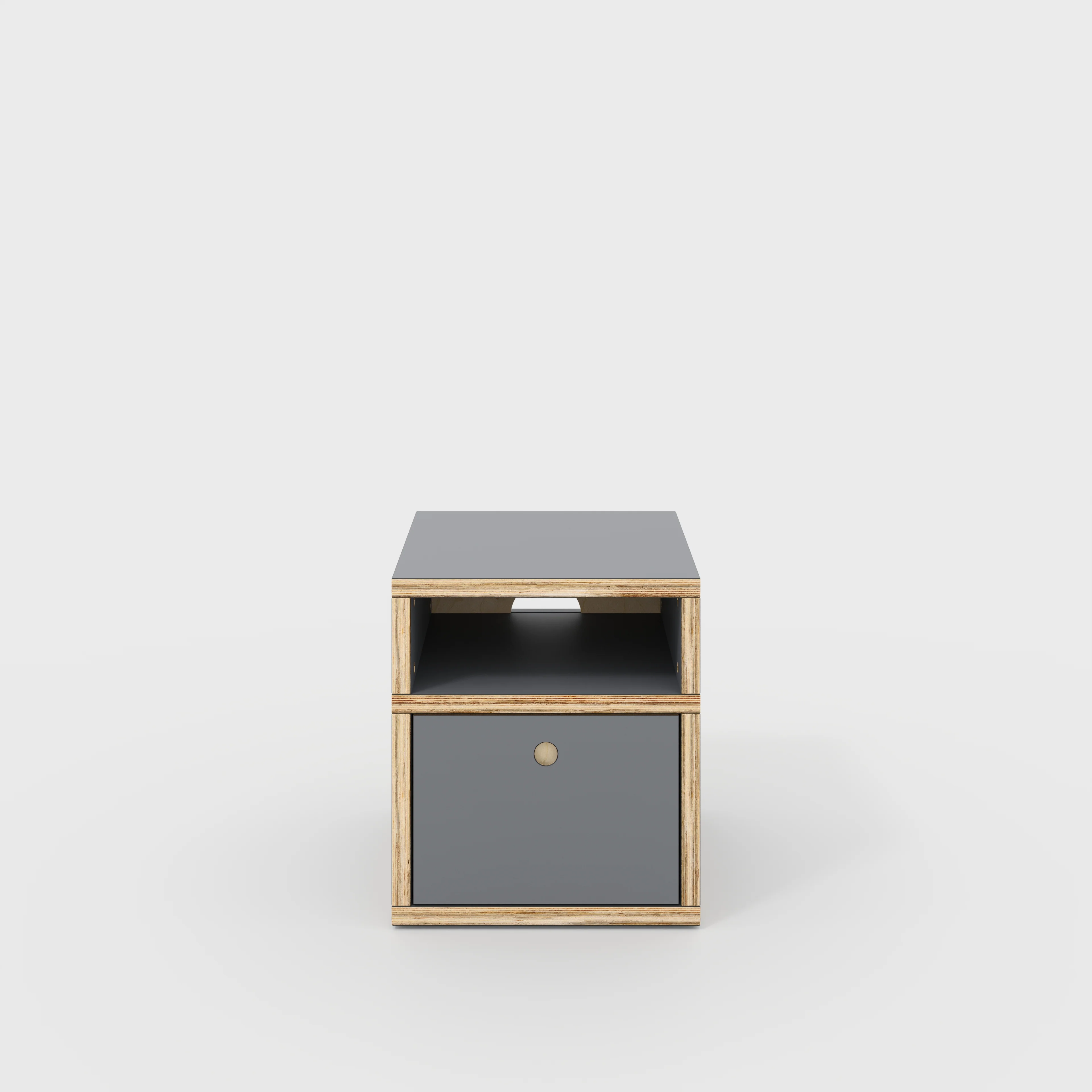 Plywood Bedside Table - Type 2 - with Drawer - Formica Tornado Grey - 400(w) x 400(d) x 450(h)