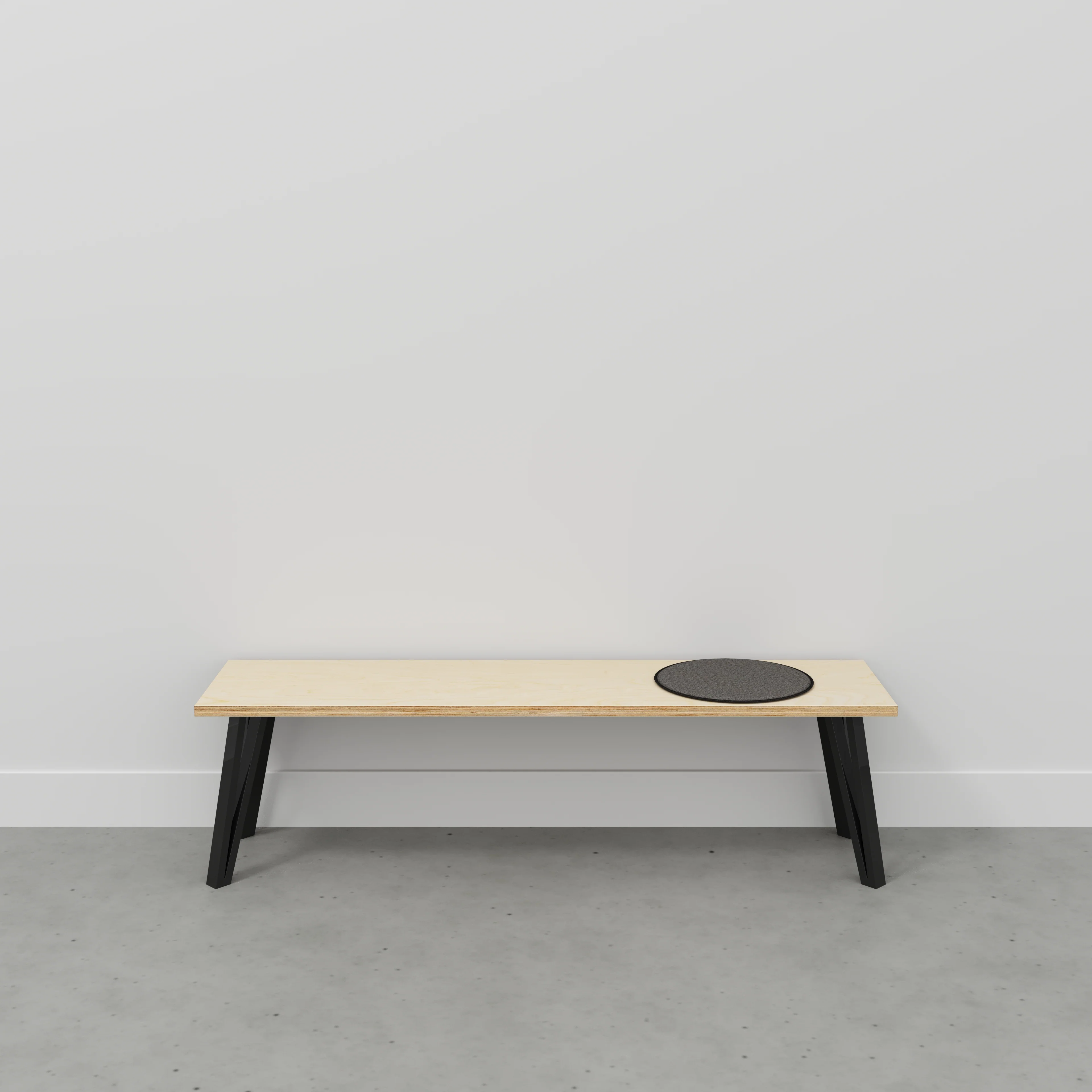 Plywood Bench Seat with Black Box Hairpin Legs - Plywood Birch - 1600(w) x 400(d) x 450(h) - Image 2