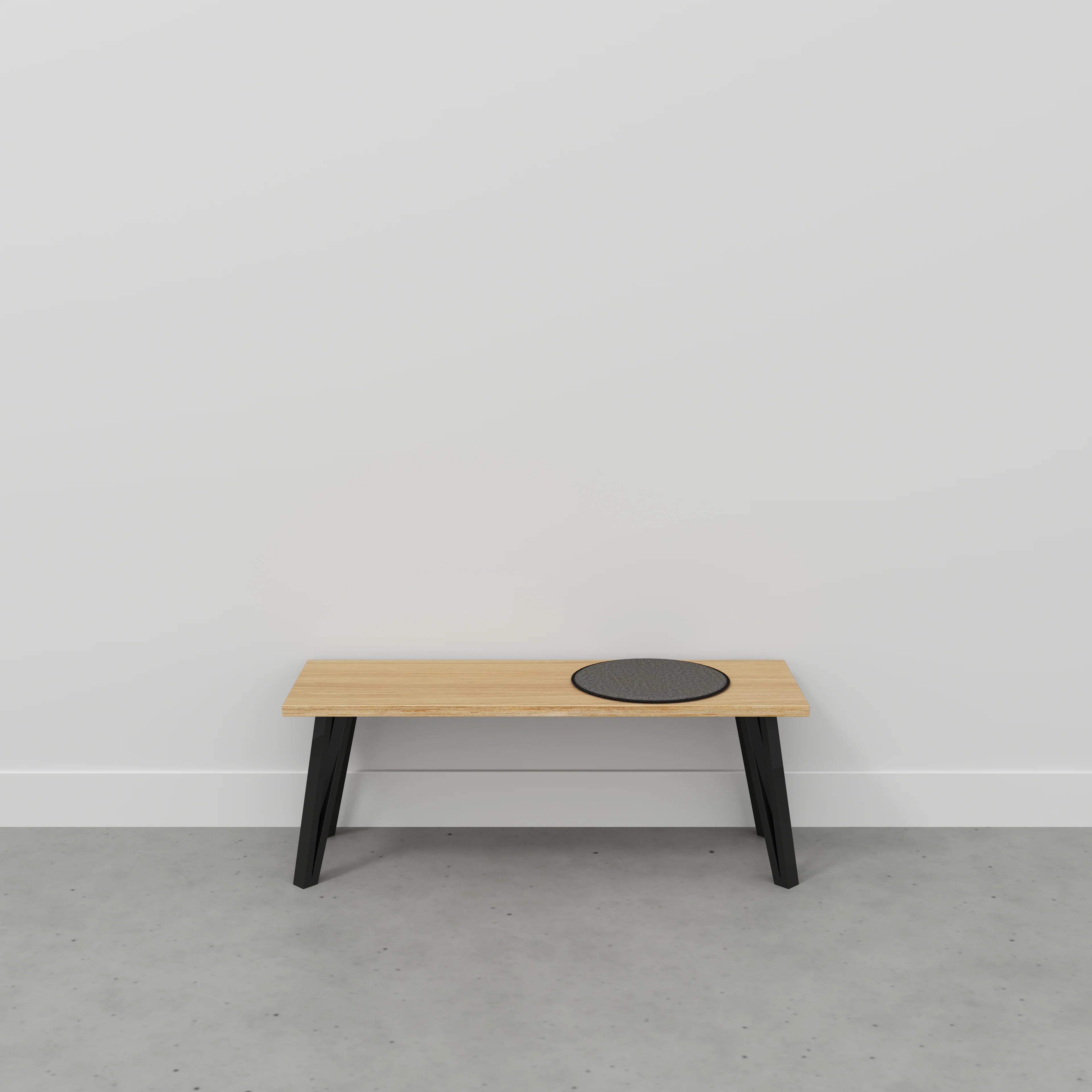 Plywood Bench Seat with Black Box Hairpin Legs - Plywood Oak - 1200(w) x 400(d) x 450(h) - Image 2