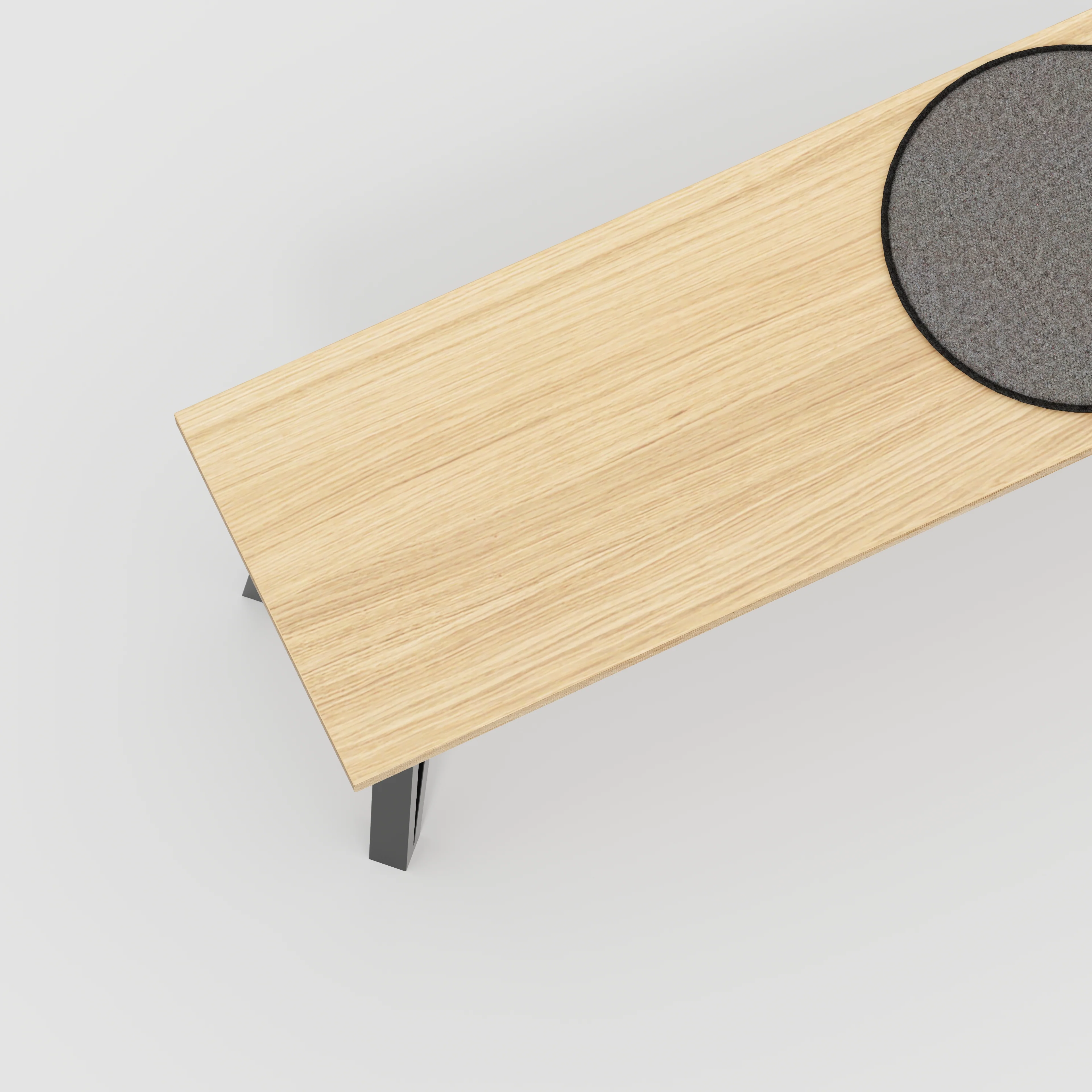 Plywood Bench Seat with Black Box Hairpin Legs - Plywood Oak - 1200(w) x 400(d) x 450(h) - Image 3